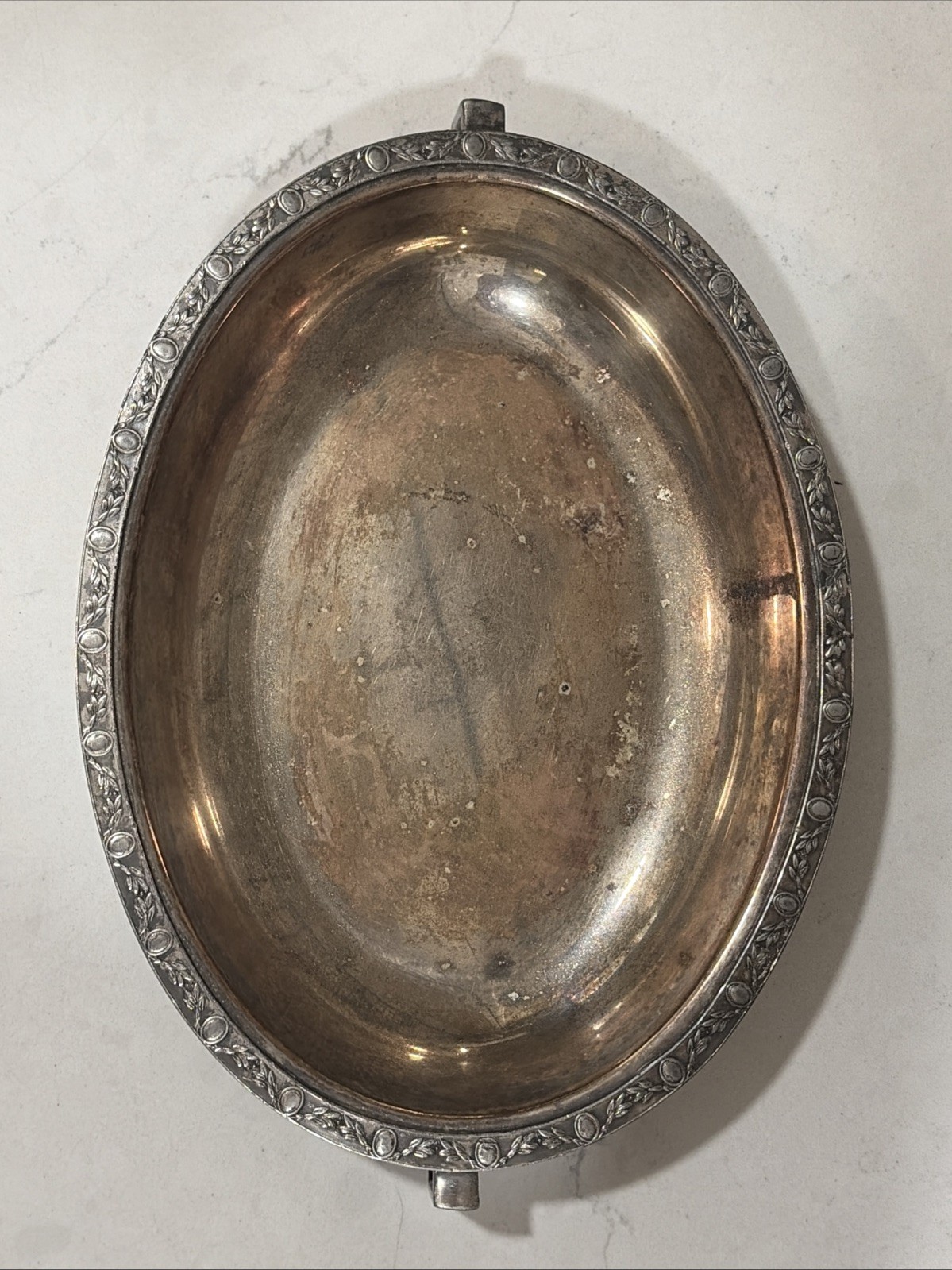 Vintage Silver Plate 9 1/4″ Oval Serving Dish With Handles