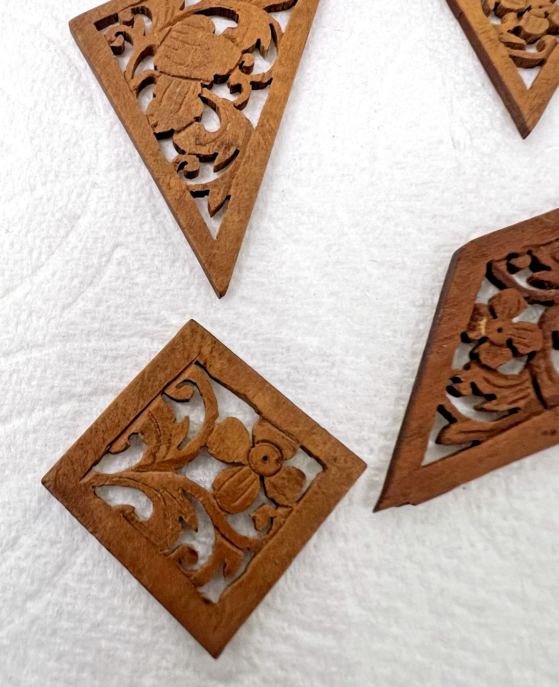 Antique Wood Puzzle in Box Open Fretwork Floral Victorian Design Miniature