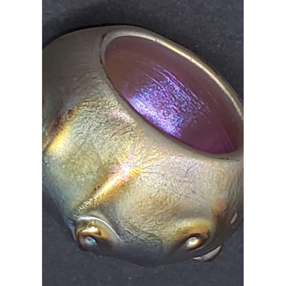 Antique Louis Comfort Tiffany Art Glass Salt Cellar with Pigtail Decoration