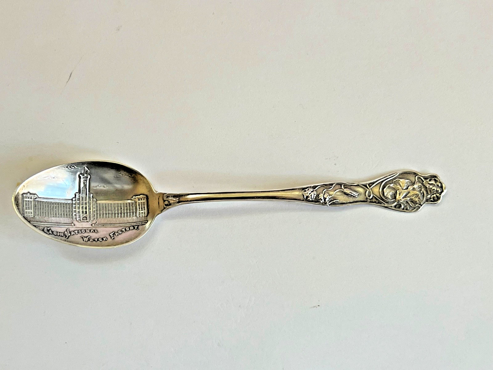 Vintage STERLING SILVER Souvenir SPOON – ELGIN NATIONAL WATCH FACTORY 10 grams