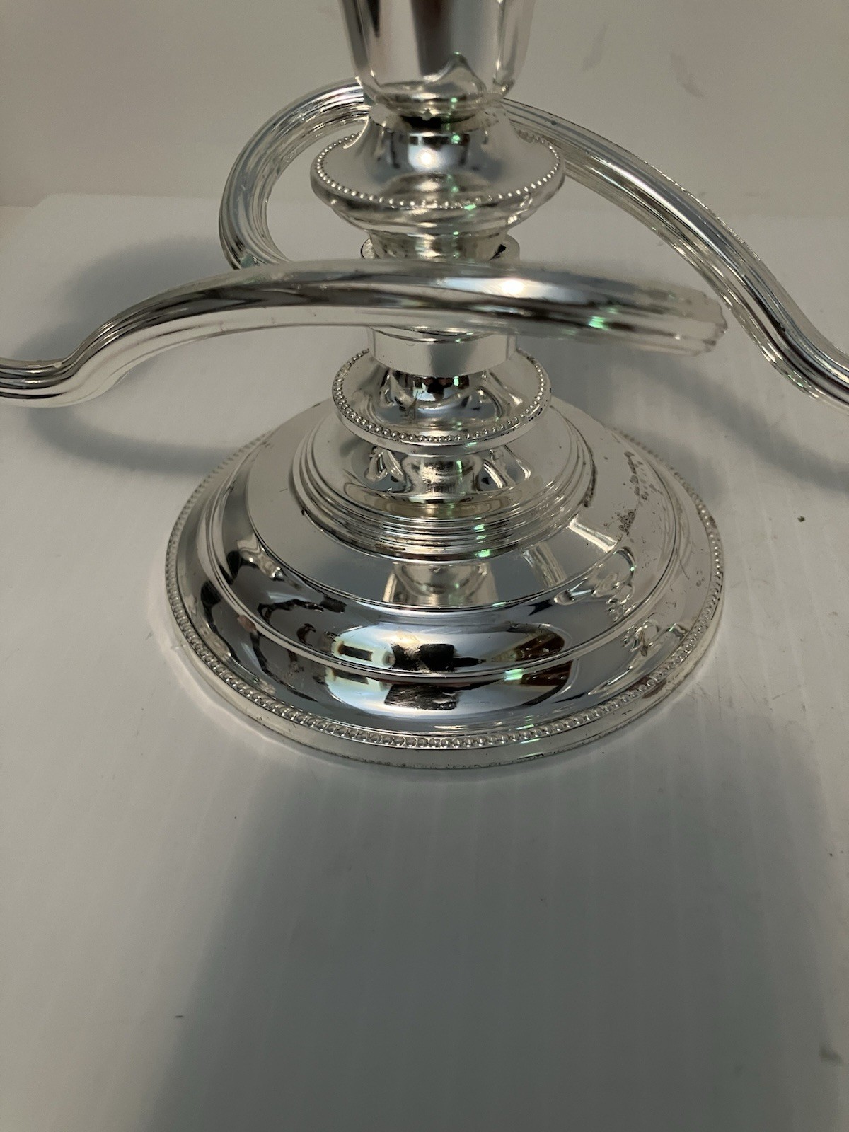 (2)Vintage EP Zinc Silver Plated Triple Twisted Candelabra England Heavy 10” L