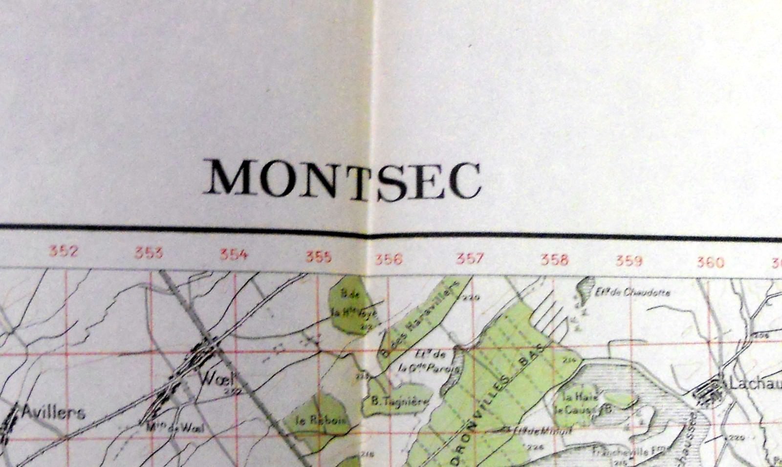 WW1 Original Very Rare Map of Montsec Germany, 1918