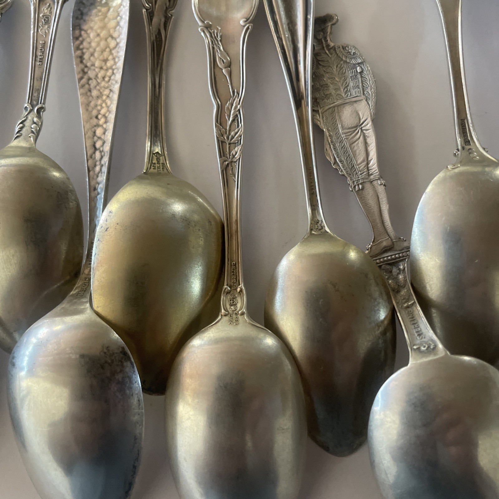 Lot Of 14 Sterling Vintage Souvenir Spoon Collectible 230 Grams