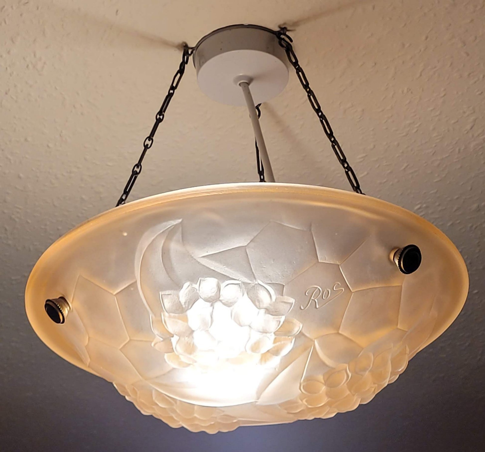 ART DECO FLY CATCHER HANGING LIGHT FITTING, ROS, DAVID GUERON/MAISON DEGUE 1920s