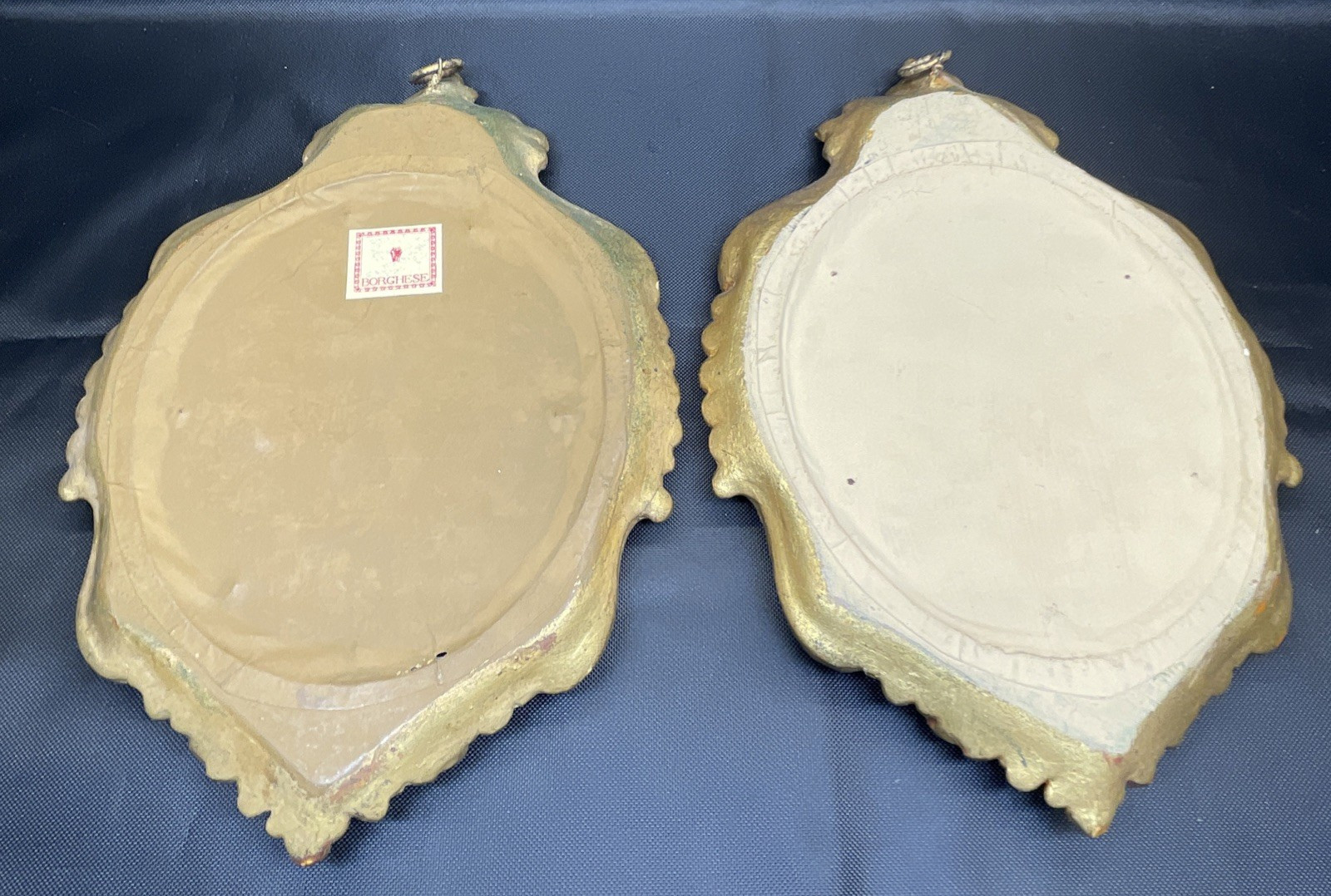 2 Borghese Gold Gilt 9 X 6 Signed Labeled Italian Hanging Mirror Lovely Vintage