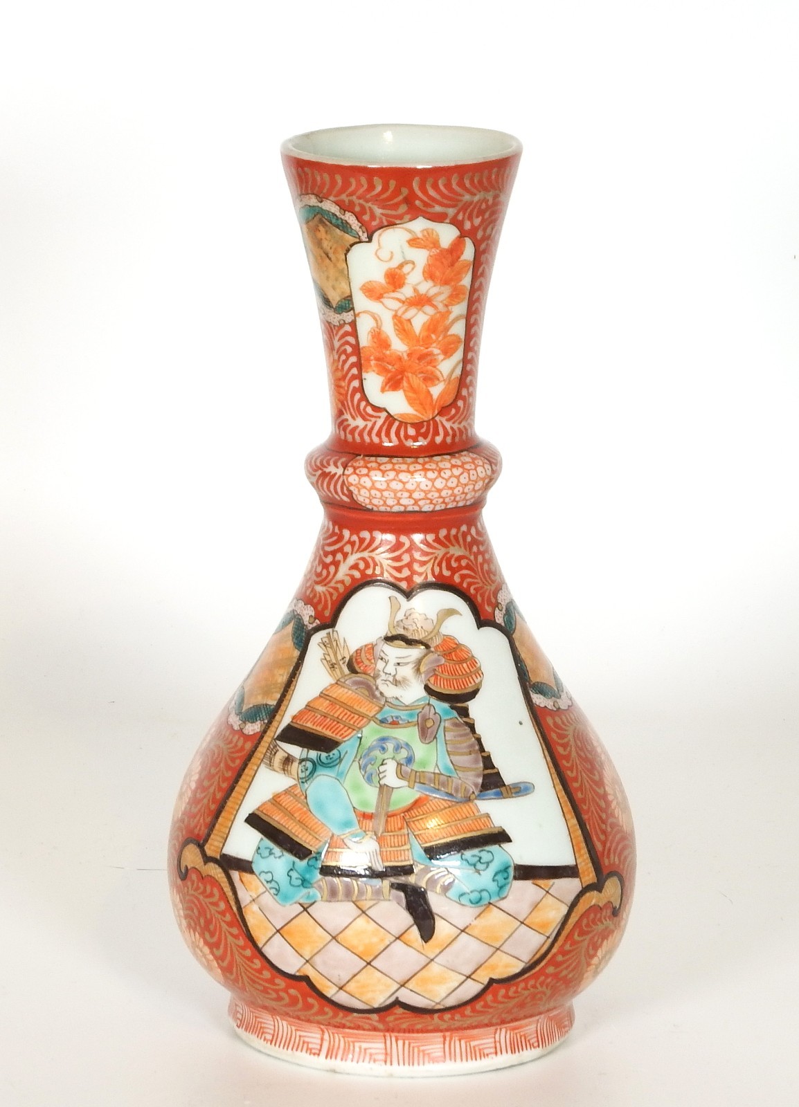 Signed Antique Japanese Hand Painted Porcelain Vase Hichozan Shinpo