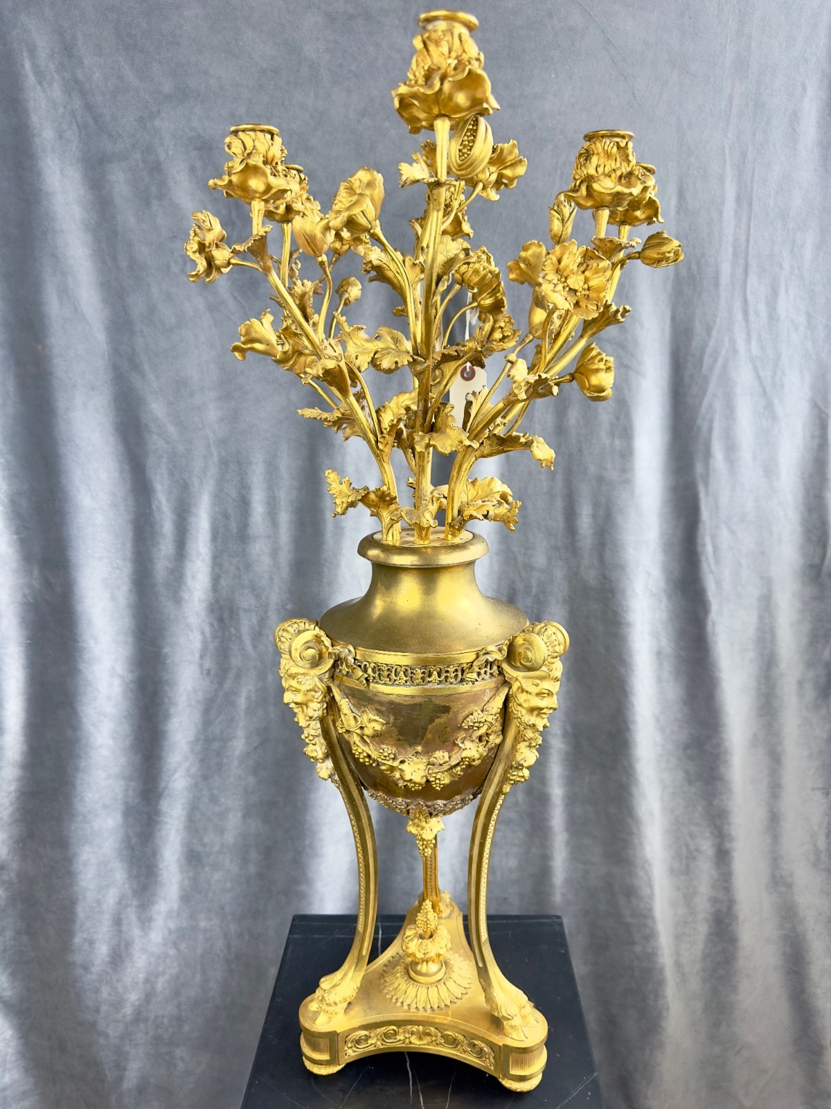 French Henry Dasson et Cie Gilt Bronze Seven-Light Poppy Candelabra 1885