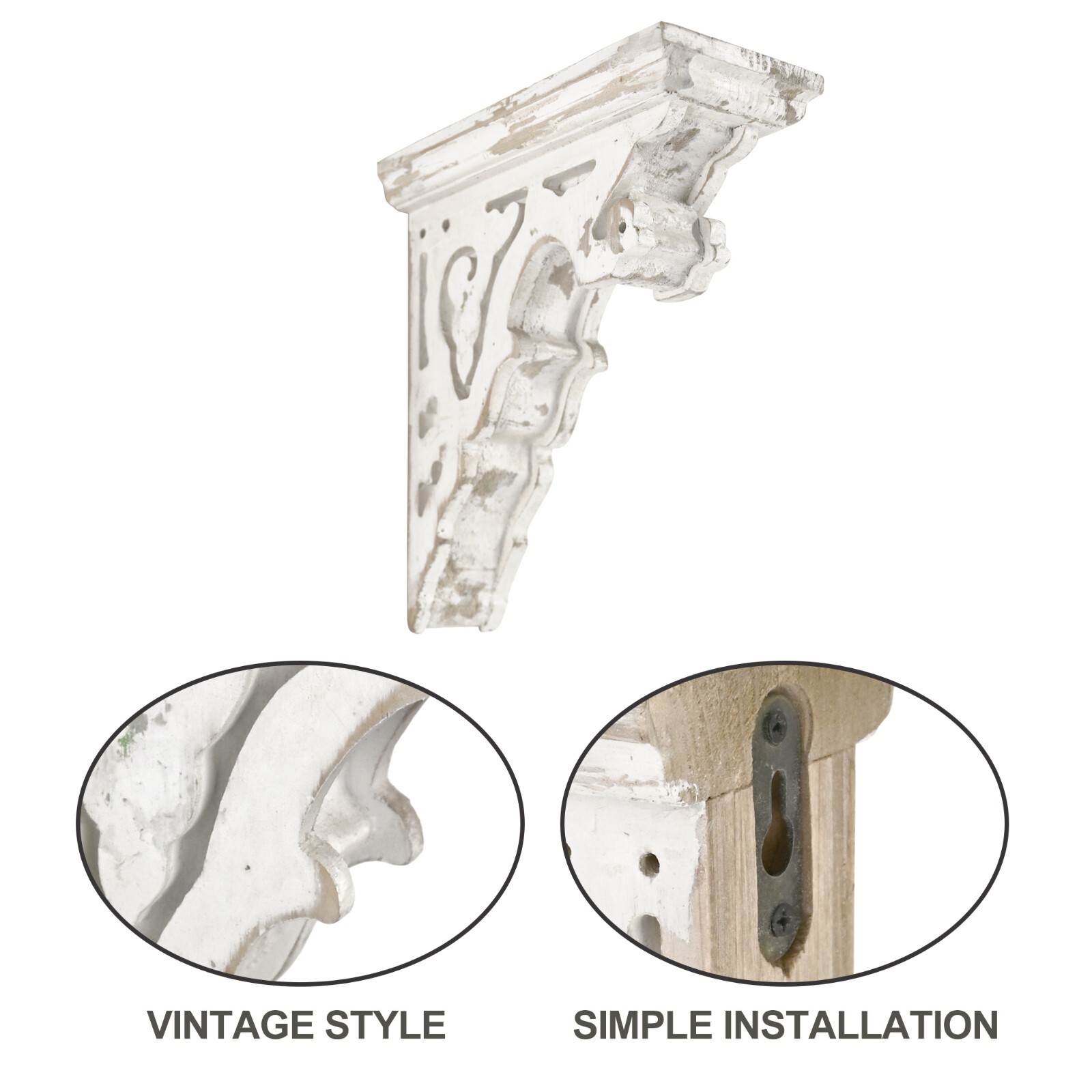 Antique Wood Corbels Pair, Vintage Wood Shelf Brackets