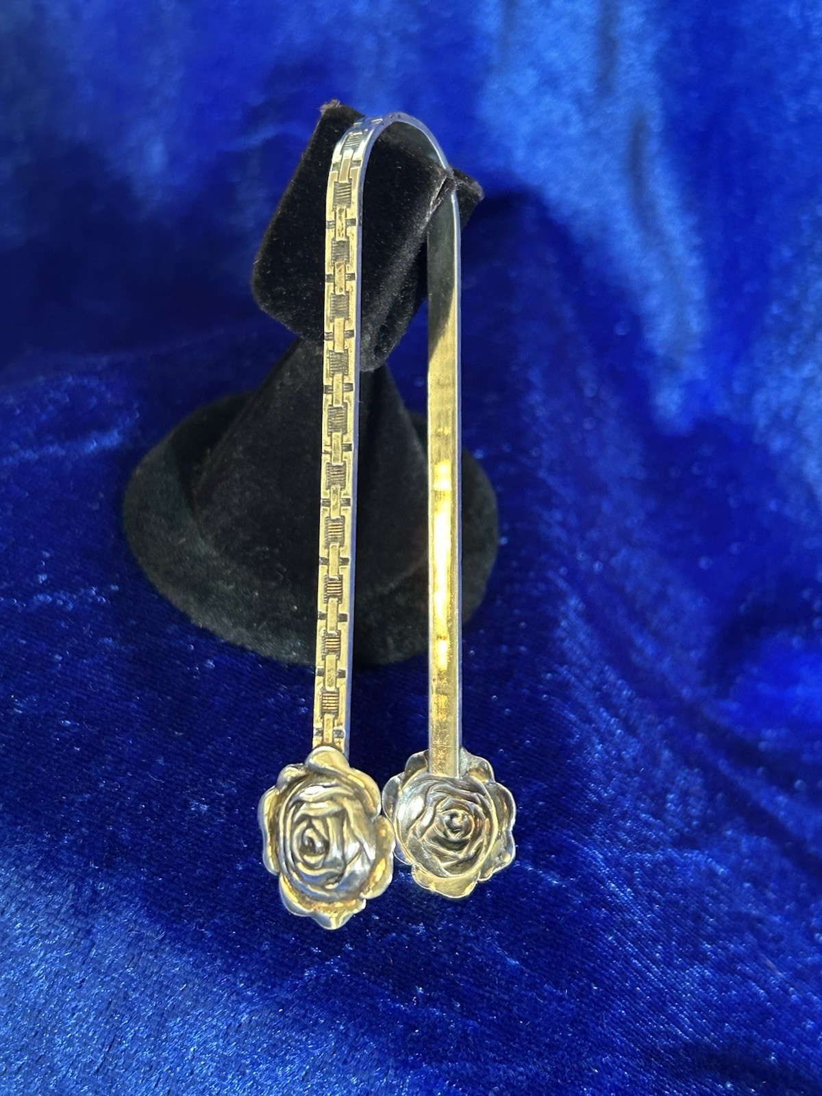 Vintage Estate Sterling Silver Sugar Cube Tongs With Repose Rose Design Nice