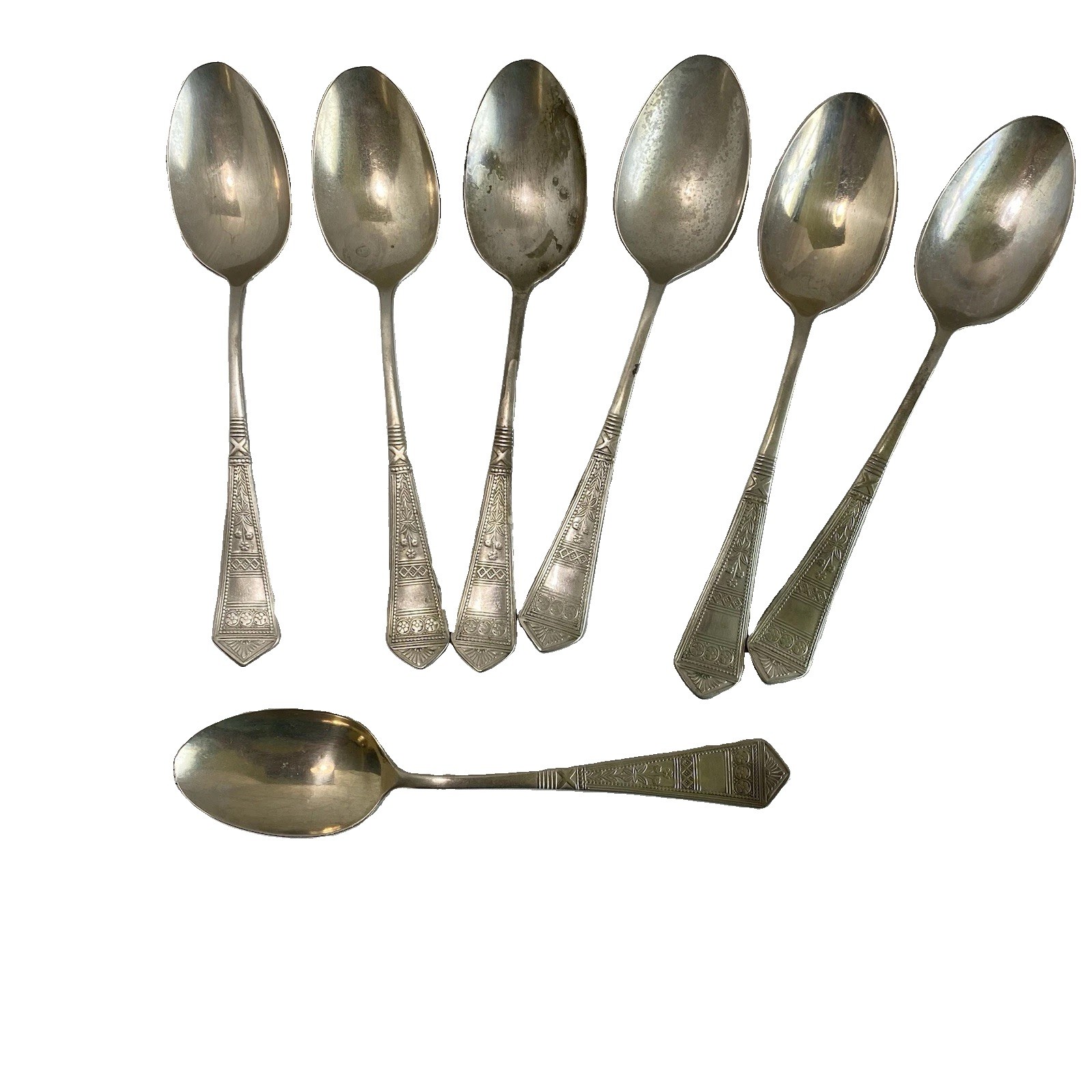 William Tay & Son 1845-1920 EP Nickel Silverplate Spoon Made in England Set 7