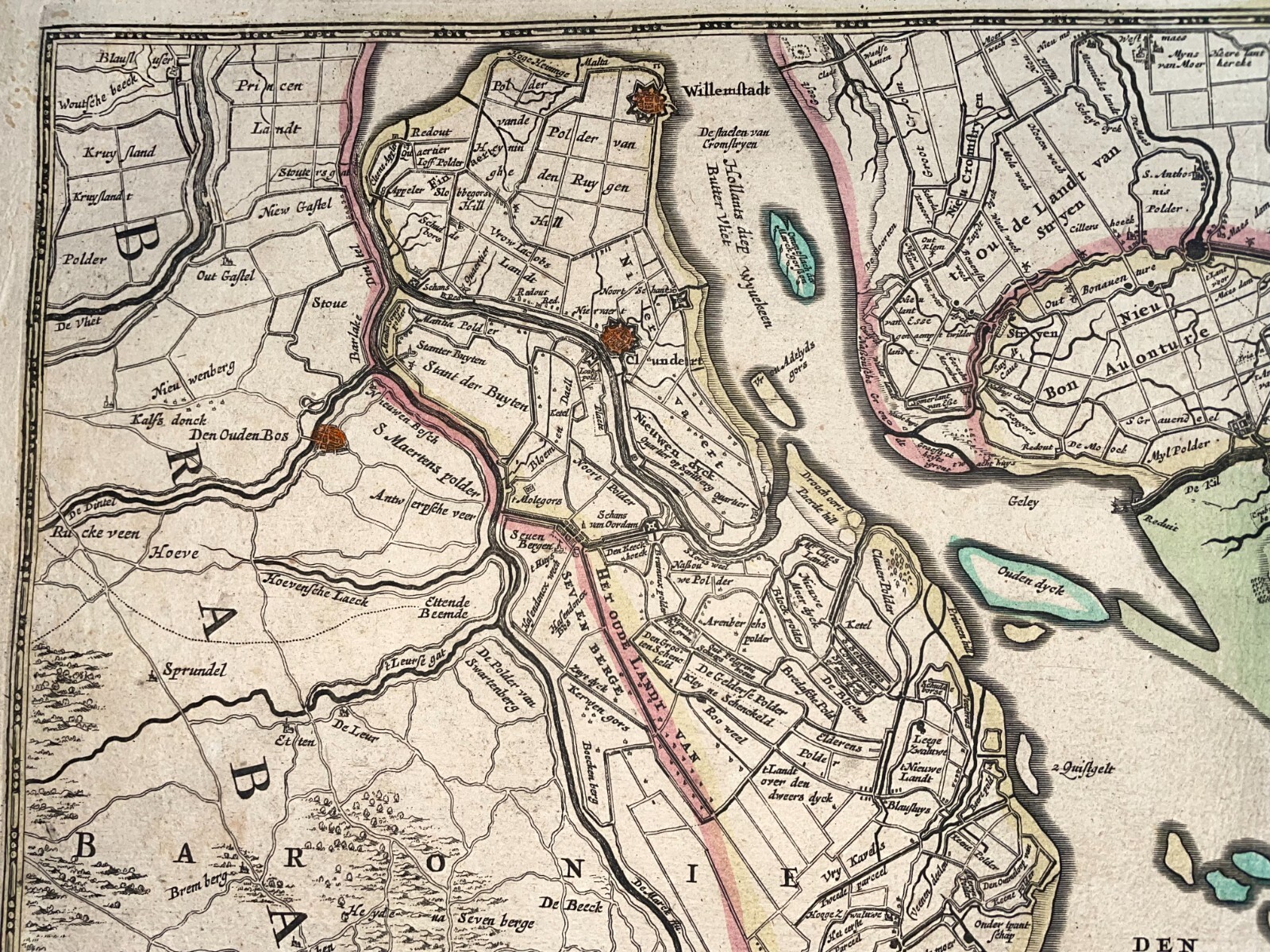 SOUTHERN NETHERLANDS c. 1680 FREDERIK DE WIT LARGE ANTIQUE MAP 17TH CENTURY