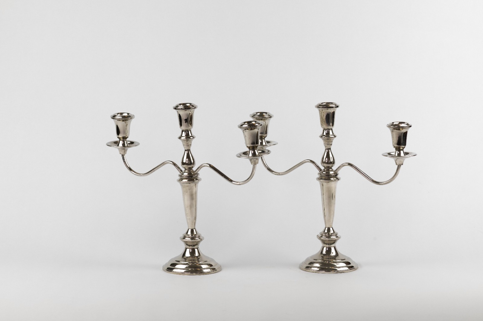 Elegant Vintage Three Arm Silverplate Candelabras – Set Of Two Unbranded