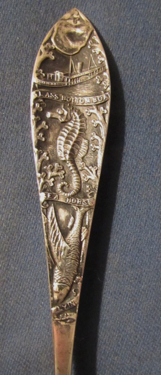 ANTIQUE STERLING SILVER SOUVENIR SPOON CATALINA ISLAND CA FLYING FISH SEA HORSE