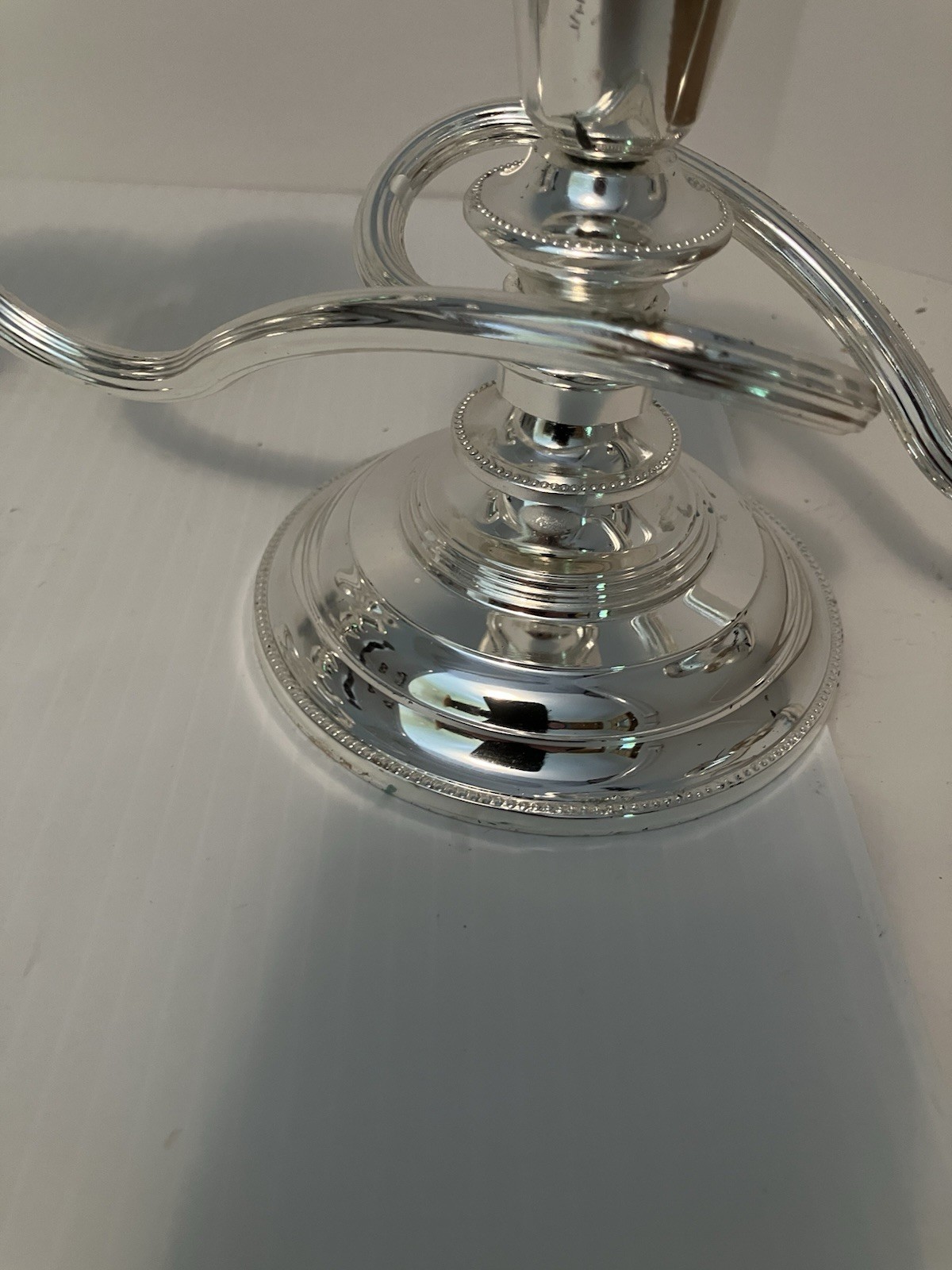 (2)Vintage EP Zinc Silver Plated Triple Twisted Candelabra England Heavy 10” L