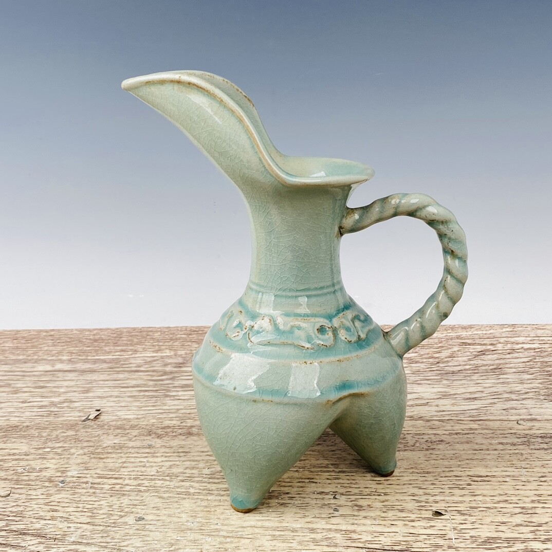 9.6″ Chinese Antique Porcelain song dynasty ru kiln cyan glaze Ice crack Teacup