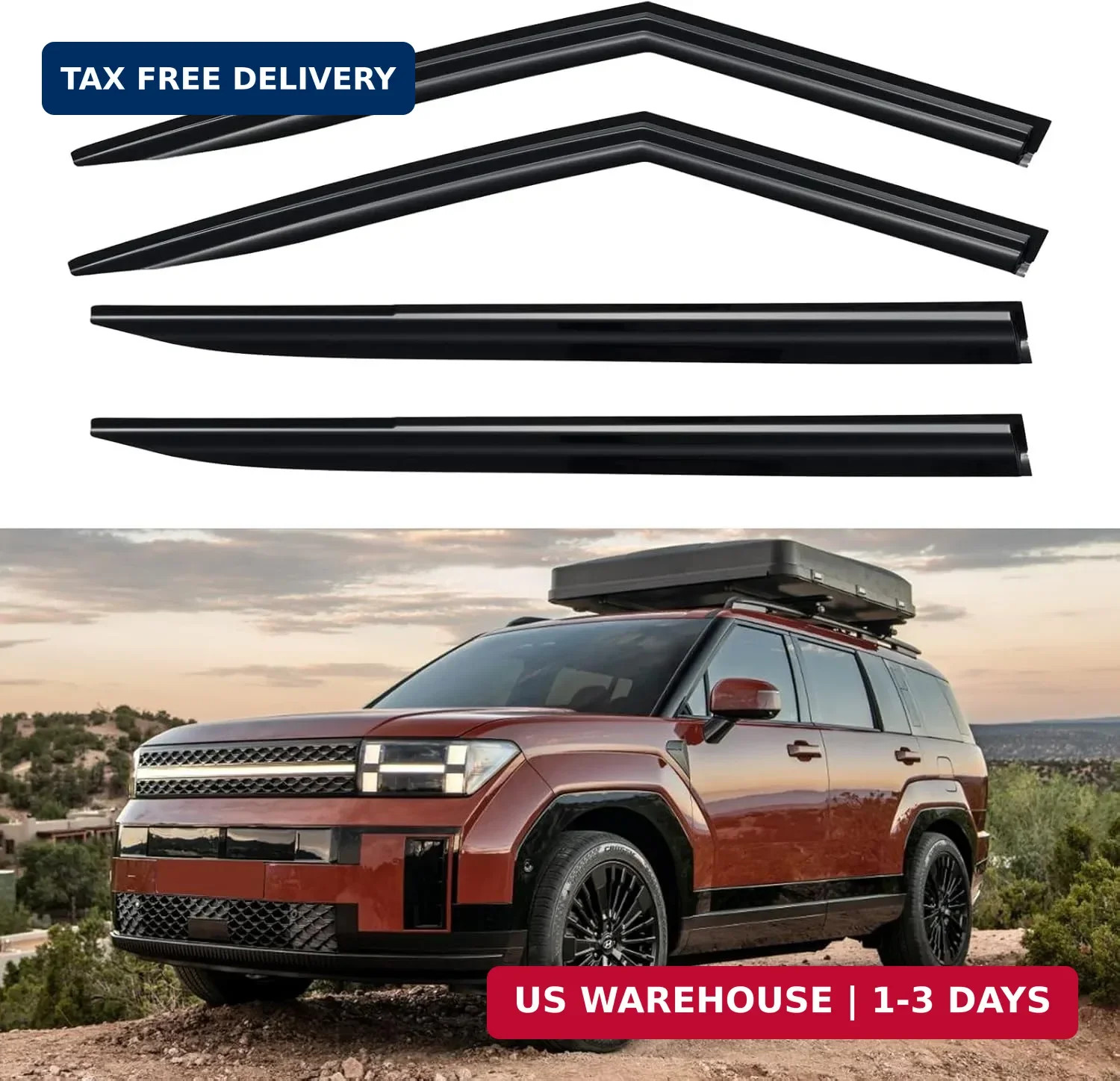 Window Visors Rain Guards for 2024 2025 2026 Hyundai Santa Fe, Out-Channel Windo