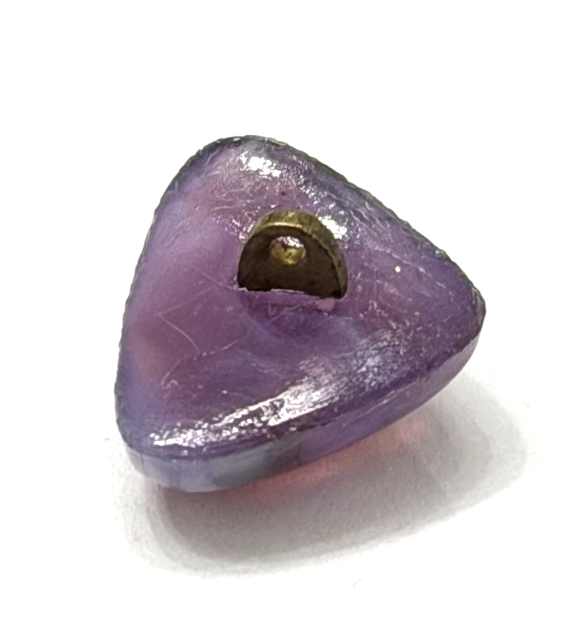 BEAUTIFUL Antique Purple, White & Blue Triangle LEO POPPER Button 5/8″ (A-R3)