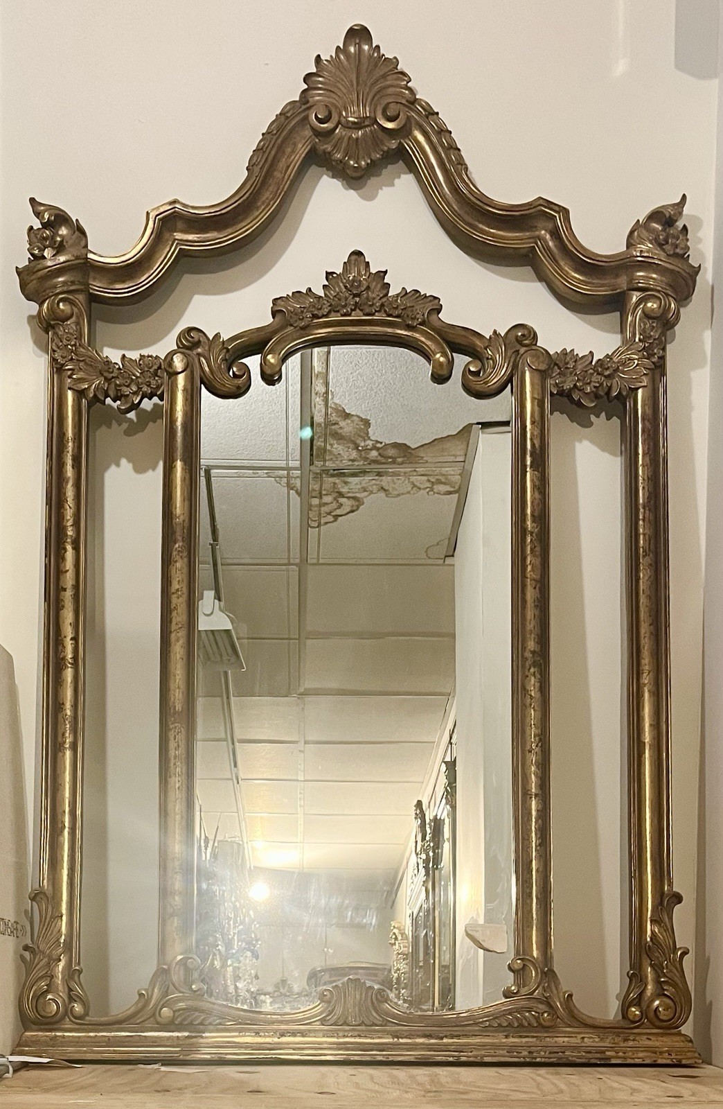 Vintage Rococo Gold Ornate Wood Wall Mirror (60″ x 40″) – Triptych Style