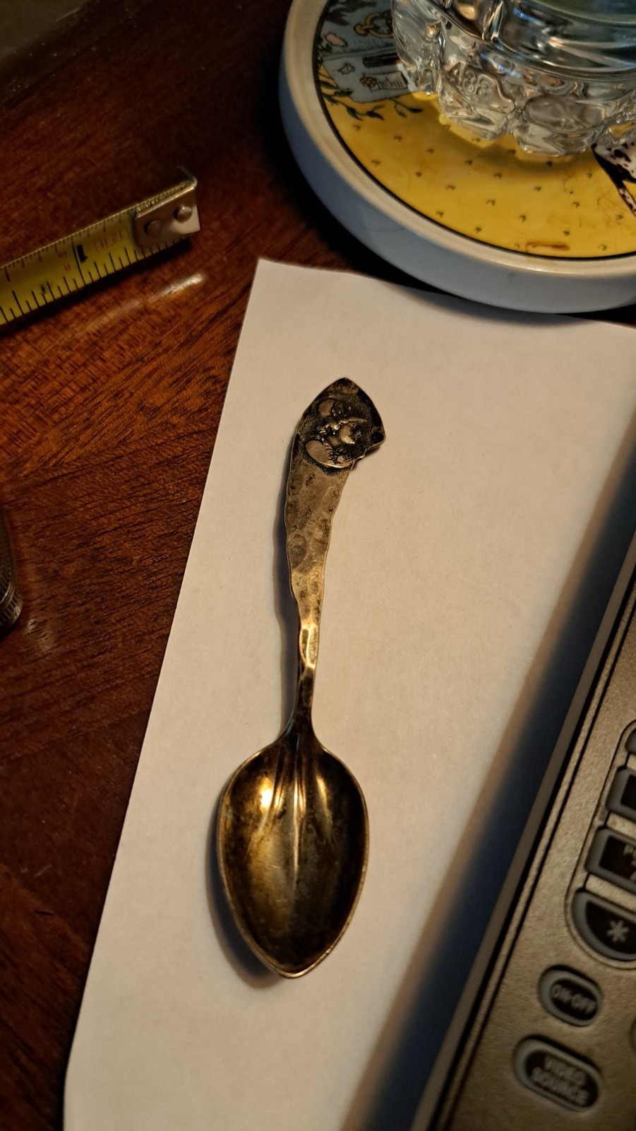 Etruscan Medallion by Shiebler Hammered Sterling Demitasse Spoon Womans Head