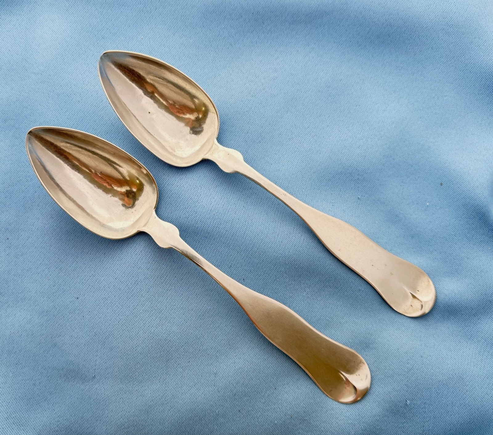 F Richmond Coin Silver 2 Large Serving Spoons 9 Inches Mono (8 Grams