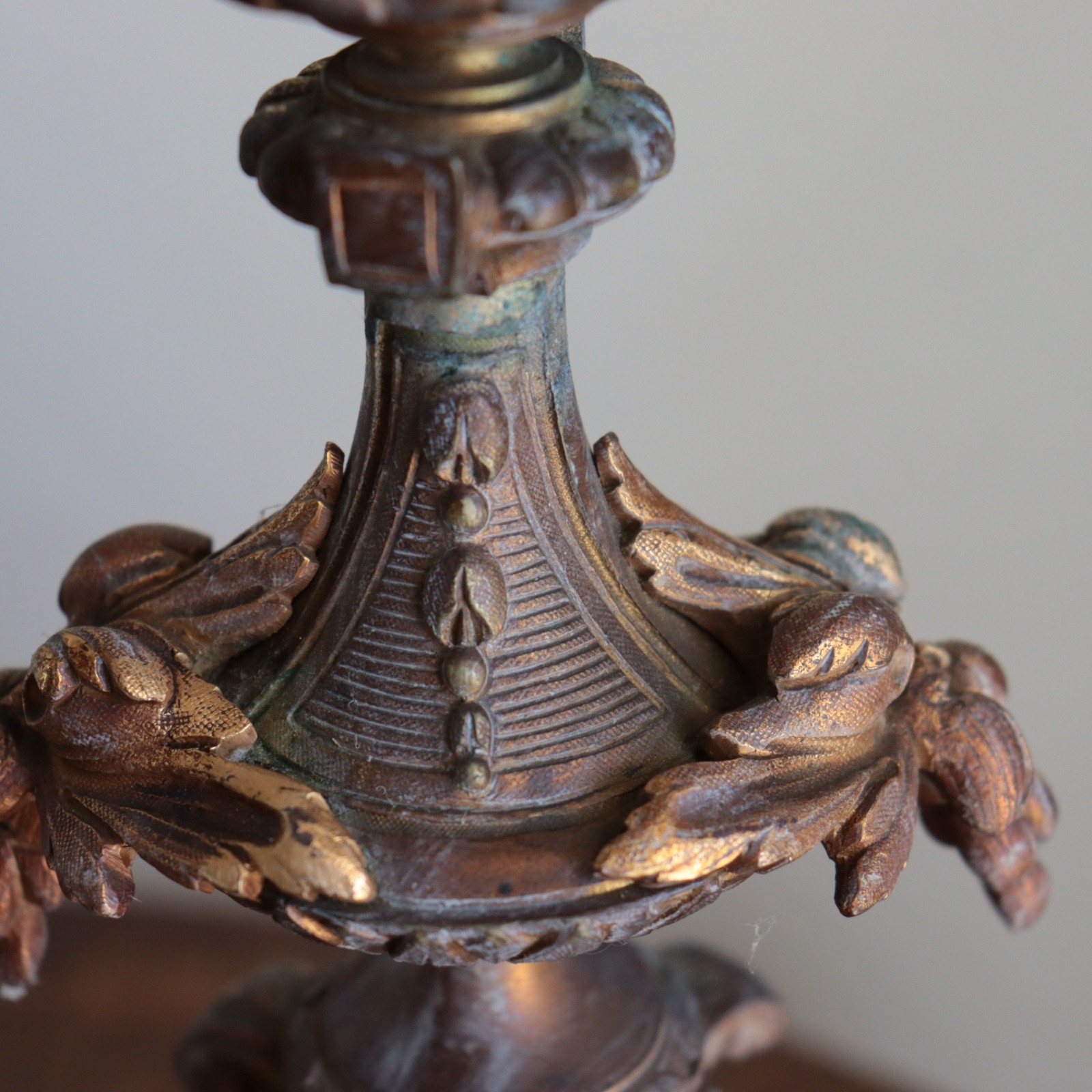 Pair Antique French Candelabra Gilt Bronze Louis XIV Style Lion Dore Ormolu 19th