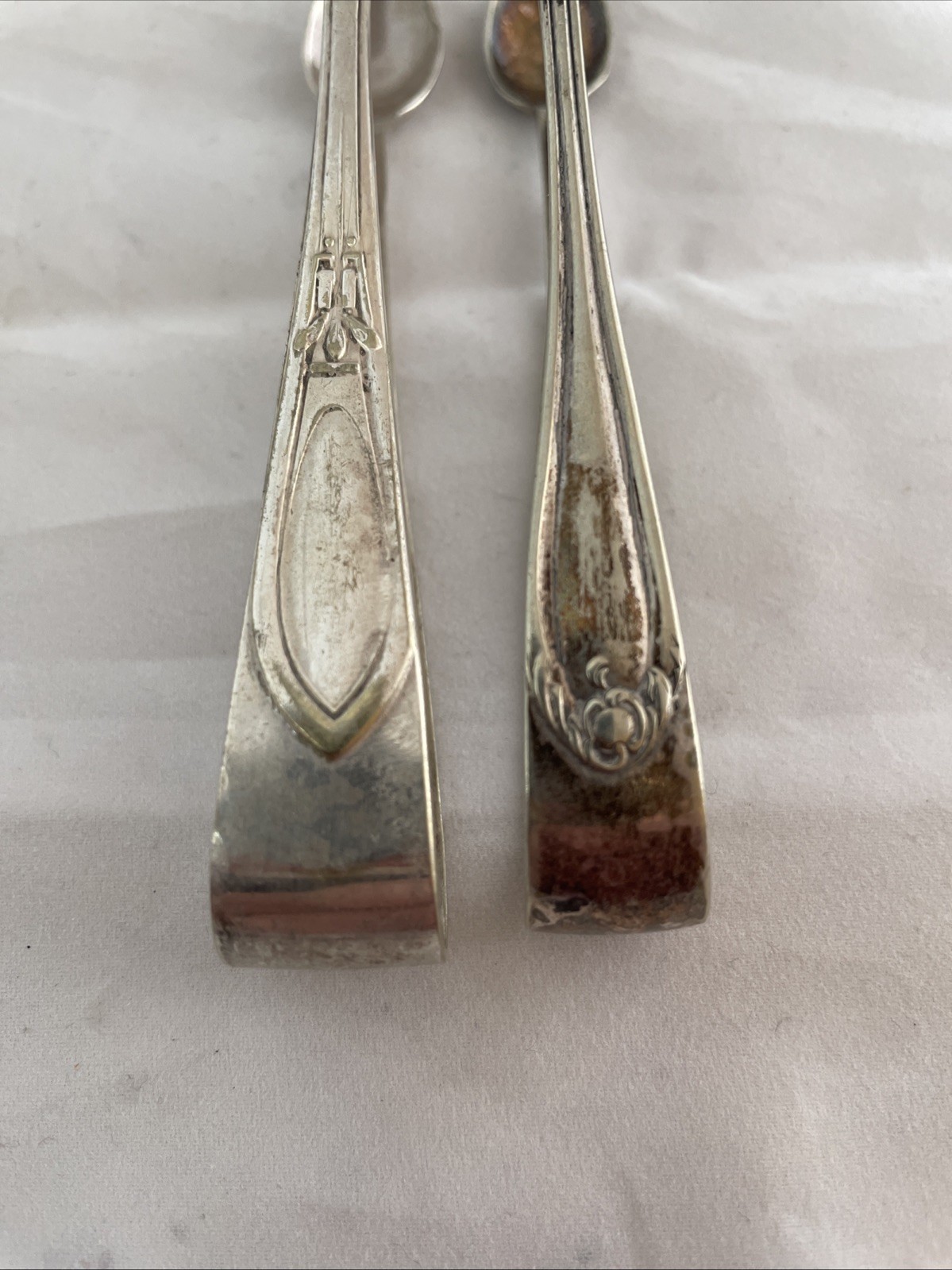 silver plated sugar tongs X 2. Art Deco.