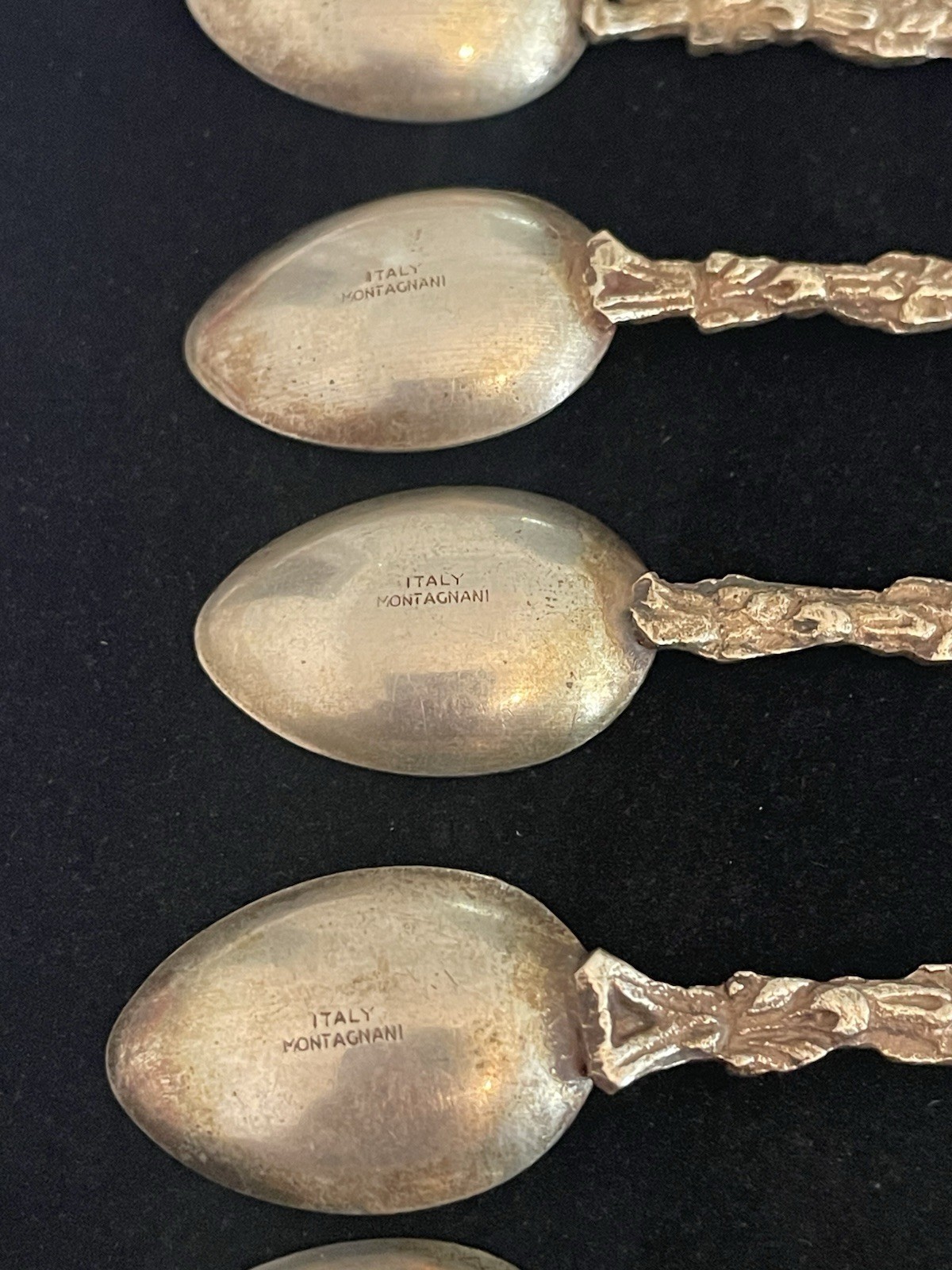 VTG Italy Montagnani Spoon Souvenir Lot of 5 ORNATE DESIGNS Lion Bear Shield