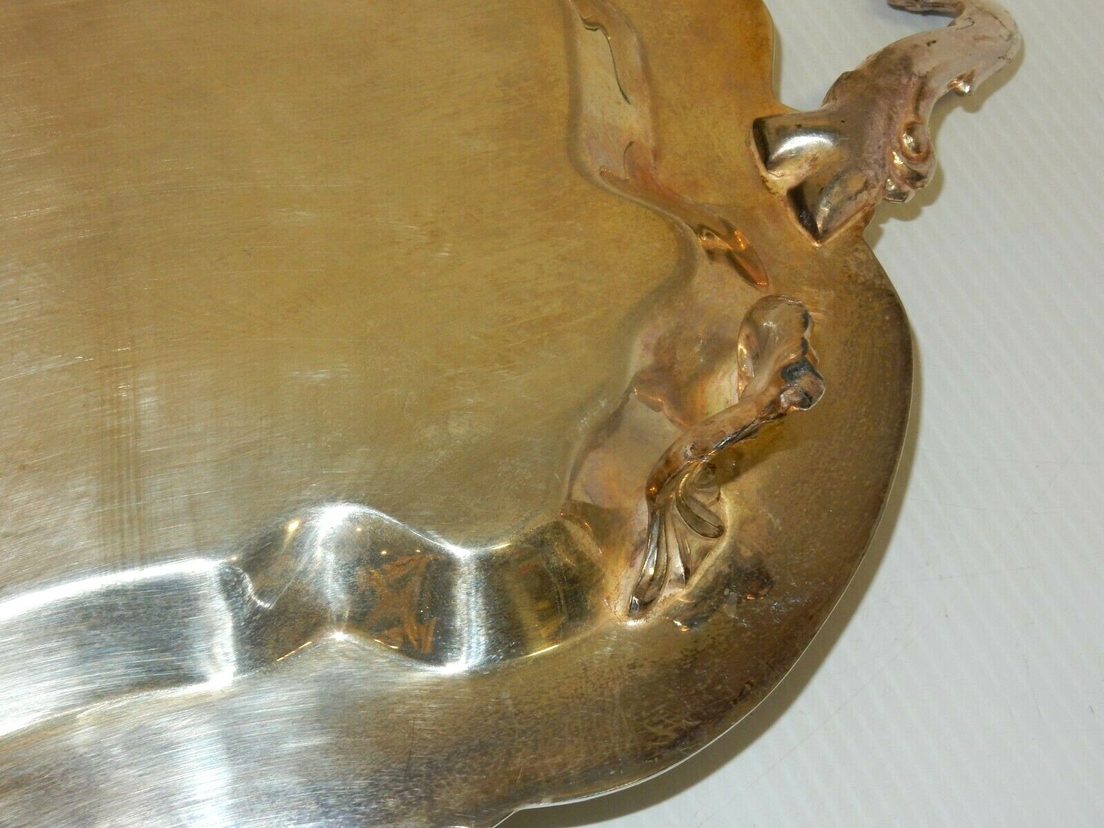 ANTIQUE F.B. ROGERS SILVER CO. TRADEMARK 1883 SILVER-PLATED DUAL-HANDLE TRAY