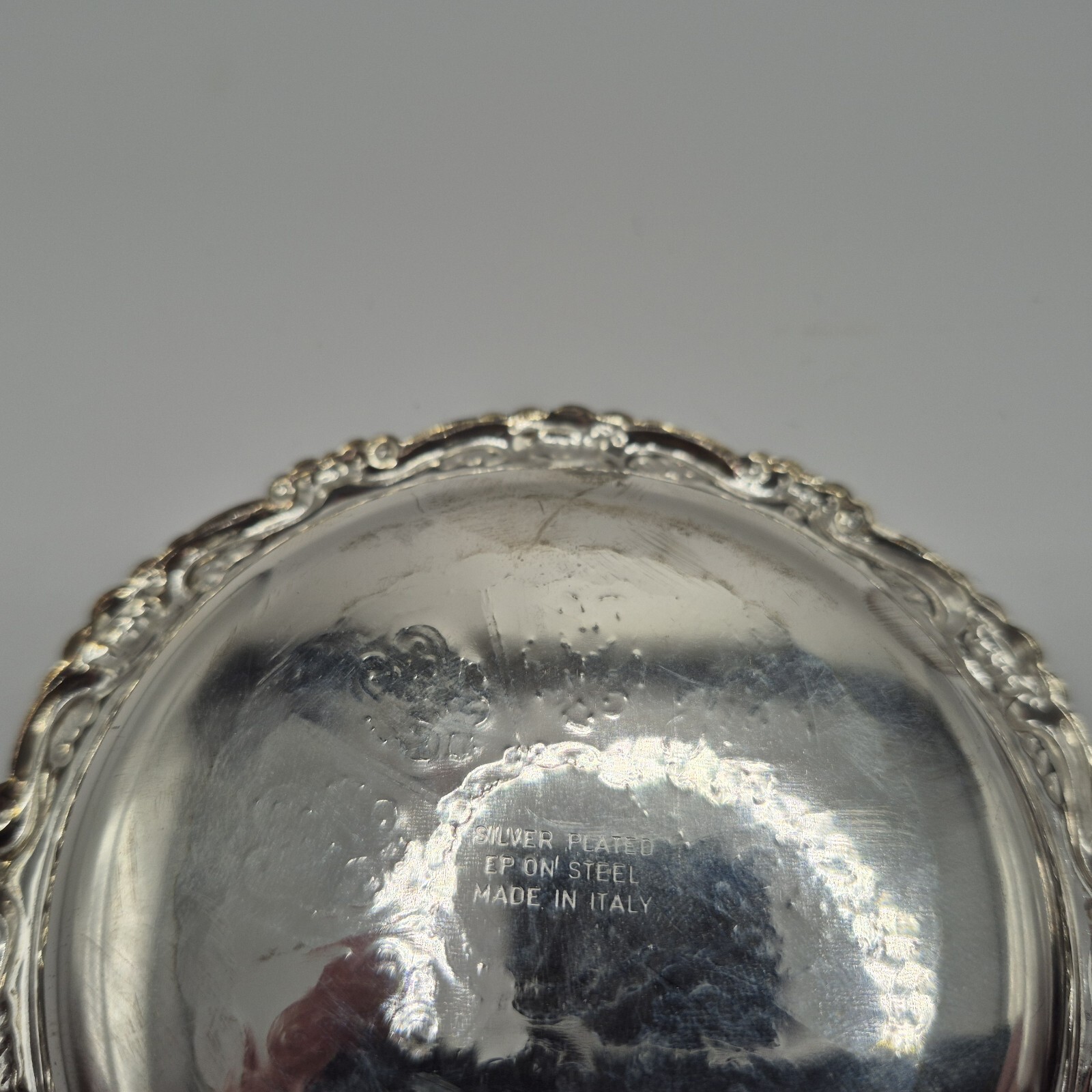 Vintage Silverplate, Made In Italy. EP on Steel Coasters/Small Dish Set Of 2