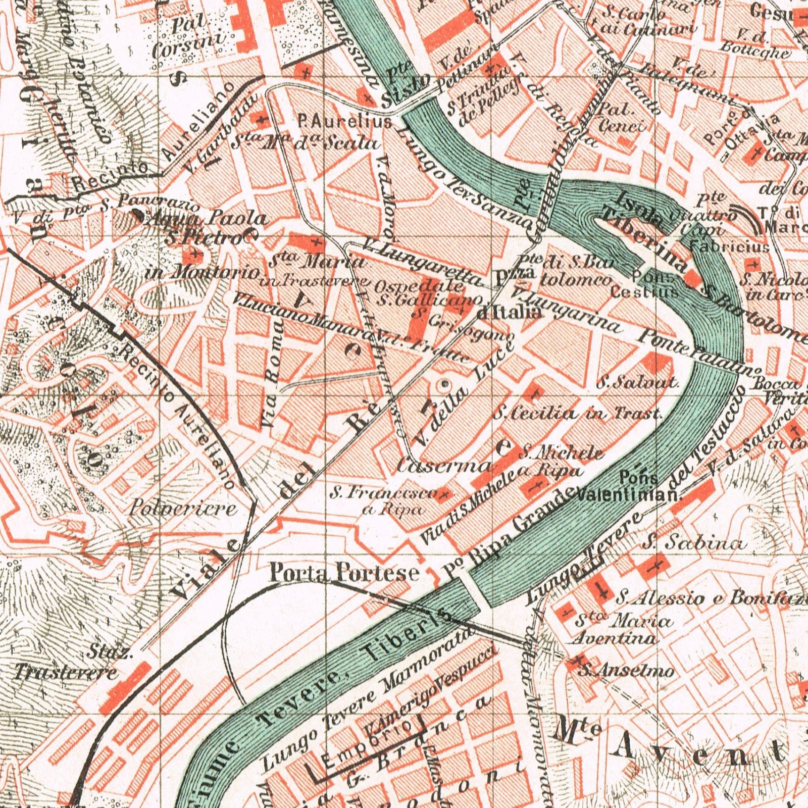 ROME Original Antique map plan 1899 DATED ITALY Repubblica Italiana VATICAN CITY