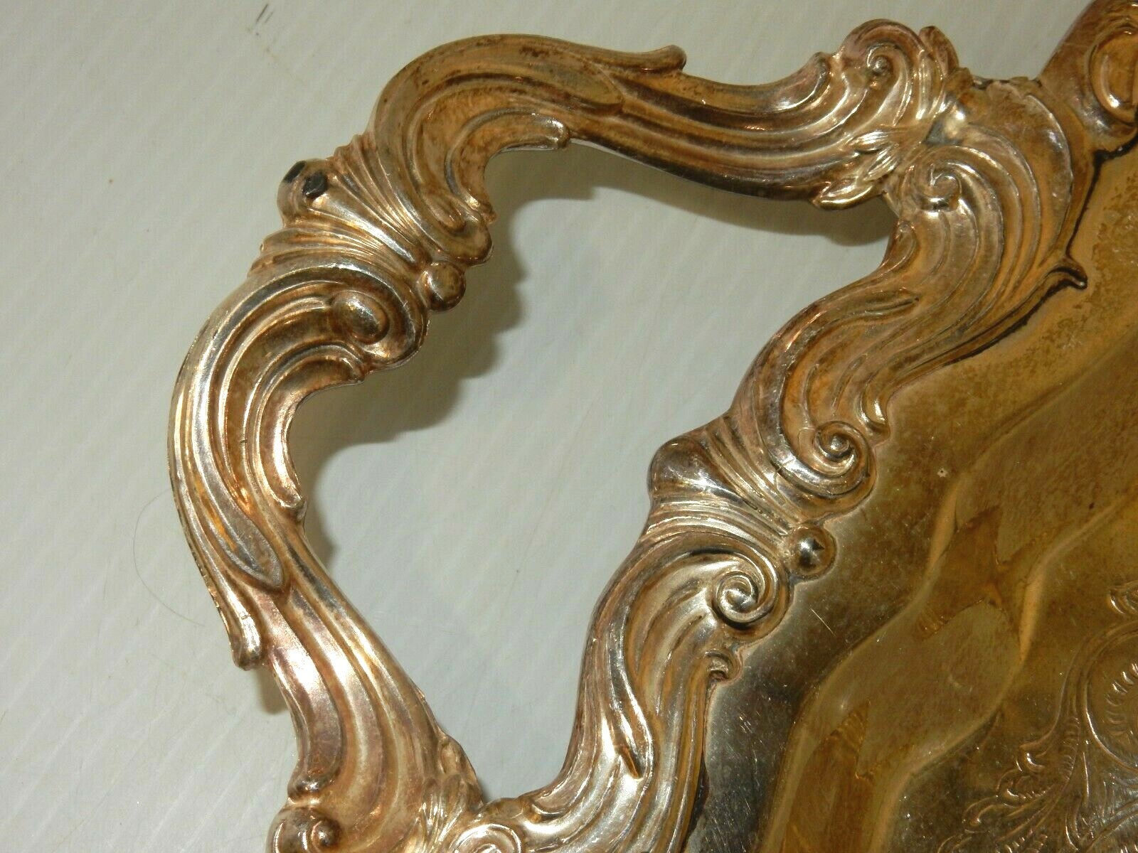 ANTIQUE F.B. ROGERS SILVER CO. TRADEMARK 1883 SILVER-PLATED DUAL-HANDLE TRAY