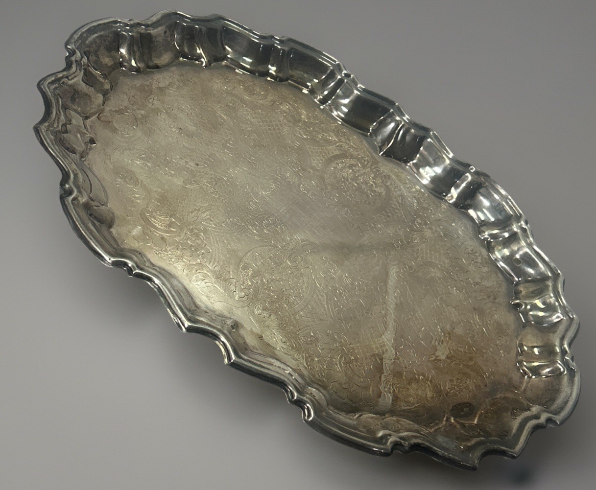 Vintage F.B. Rogers Silver Co 5737 Silverplate Footed Serving Tray Platter 14”