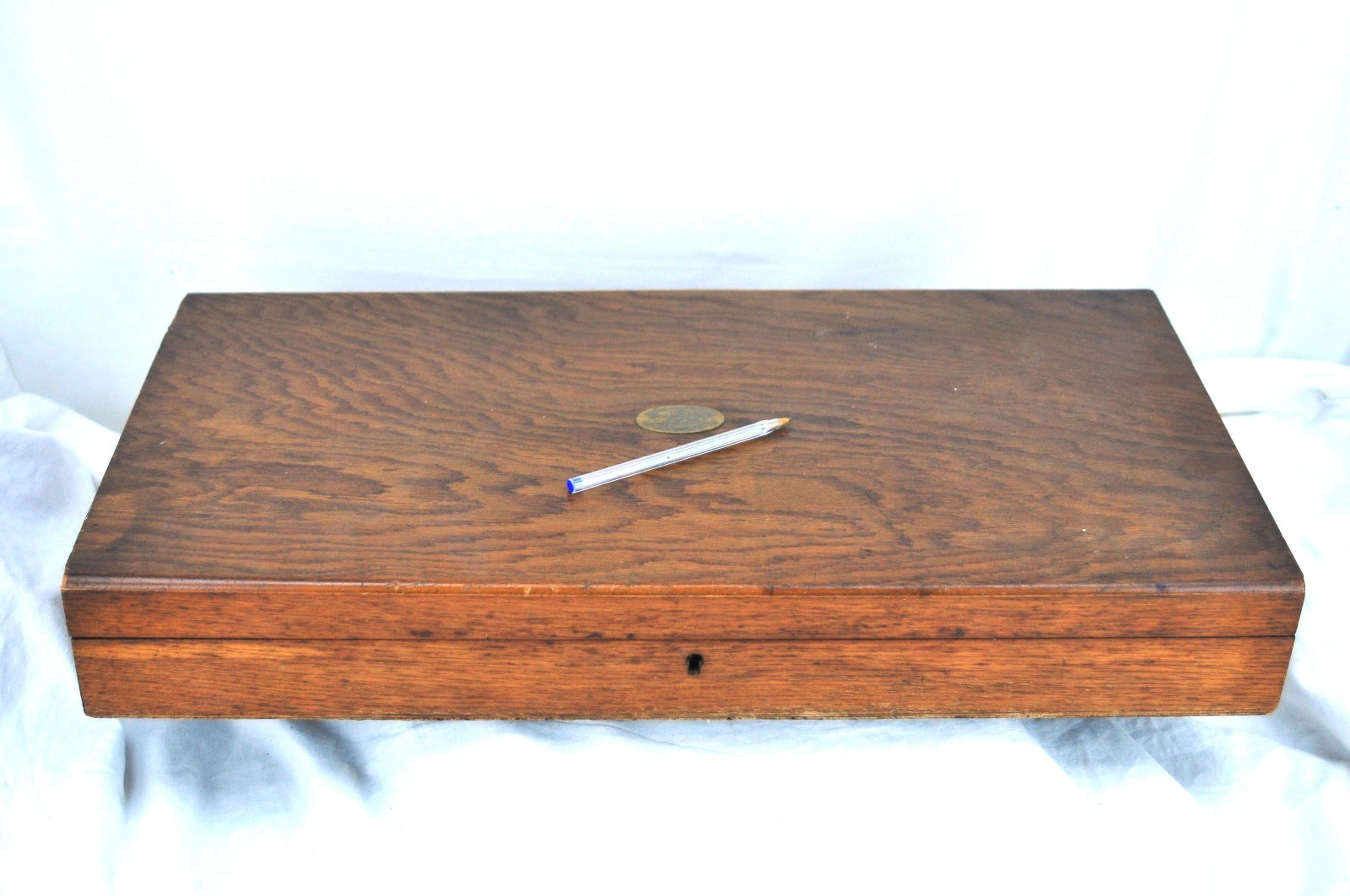 Large Antique Wooden Presentation Box Northern Echo Staff Wedding Gift 1925