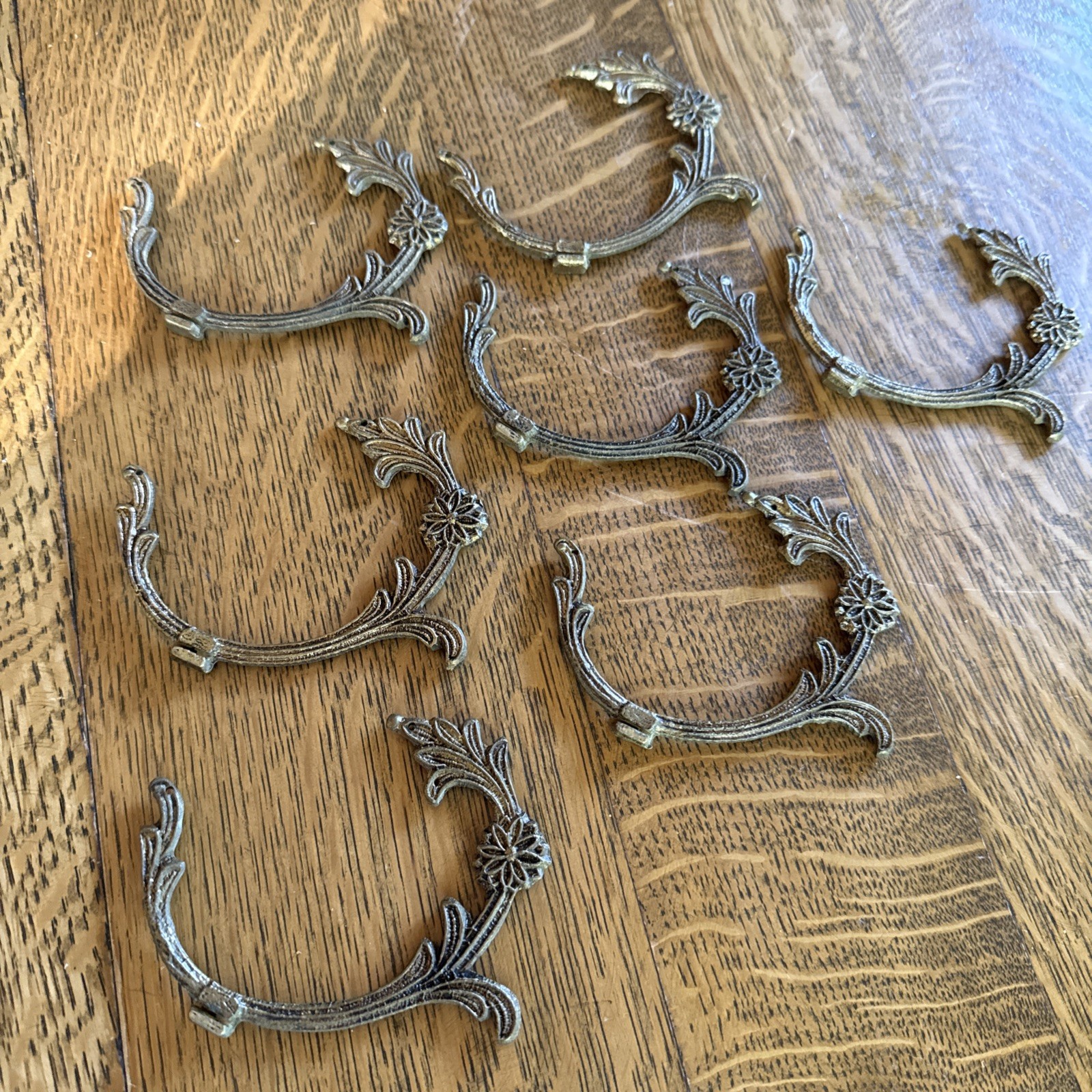 Vintage Brass Salvage Hardware Pieces Unknown Origin Lot Of 7 (4×3) 2.2oz. Each