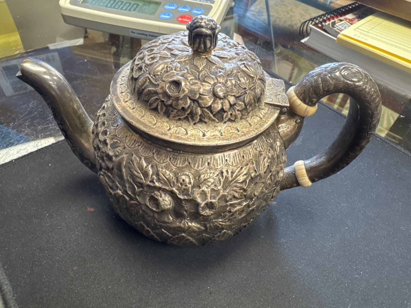 Tiffany & Co. Makers Sterling Silver tea pot Pattern 6387 flowers 1881