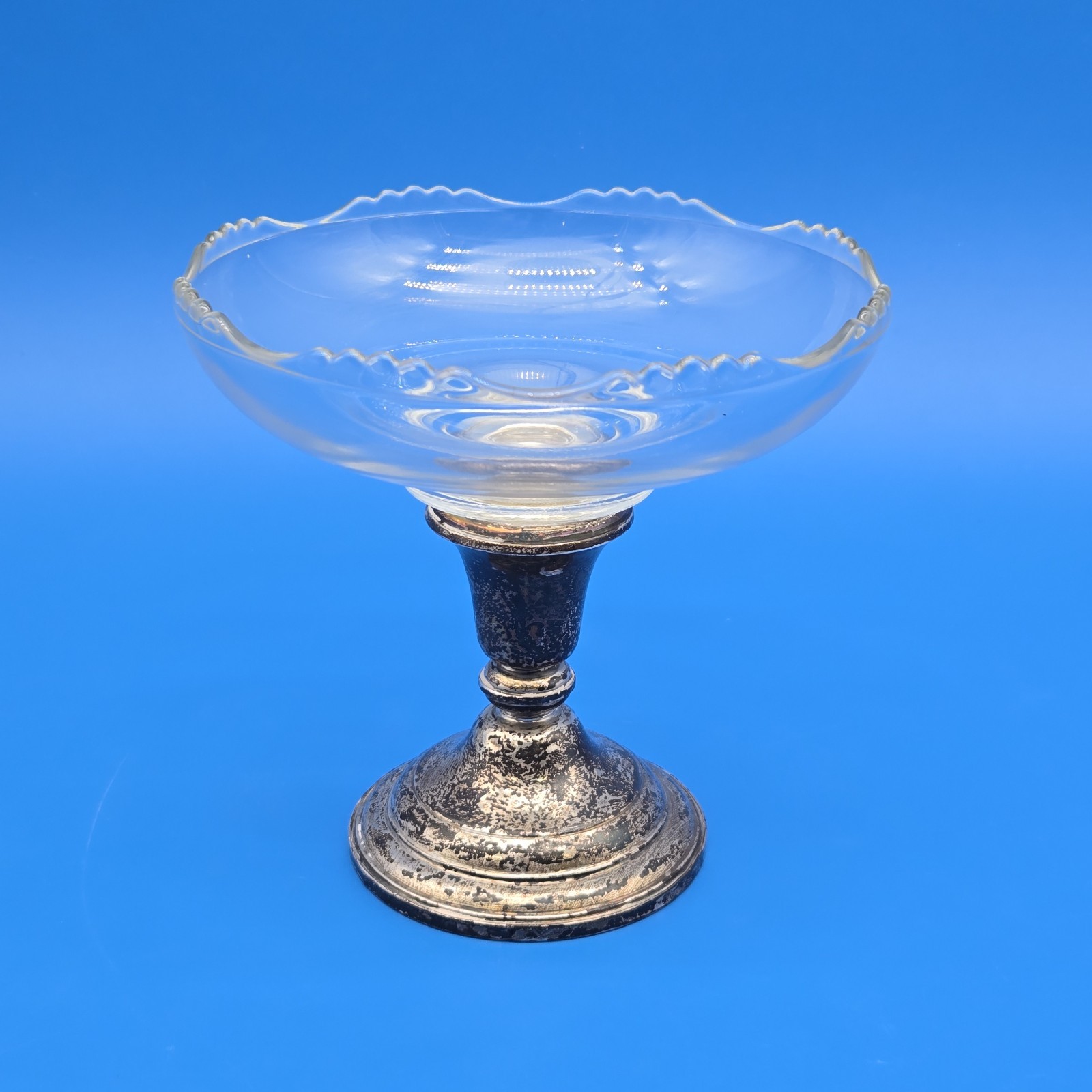 Frank M Whiting Sterling Silver Glass Compote Bowl Weighted 2001 Vintage