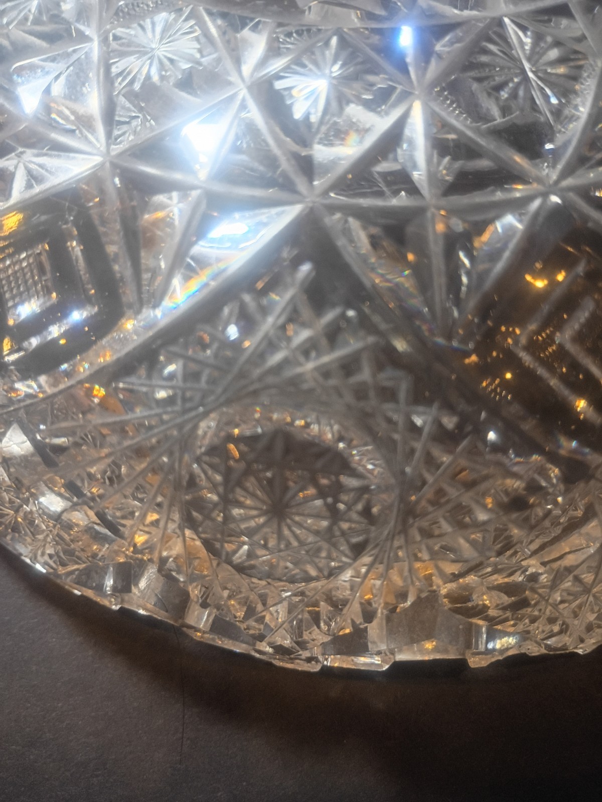 Antique American Brilliant Cut Glass Shallow Bowl Plate 7″ READ