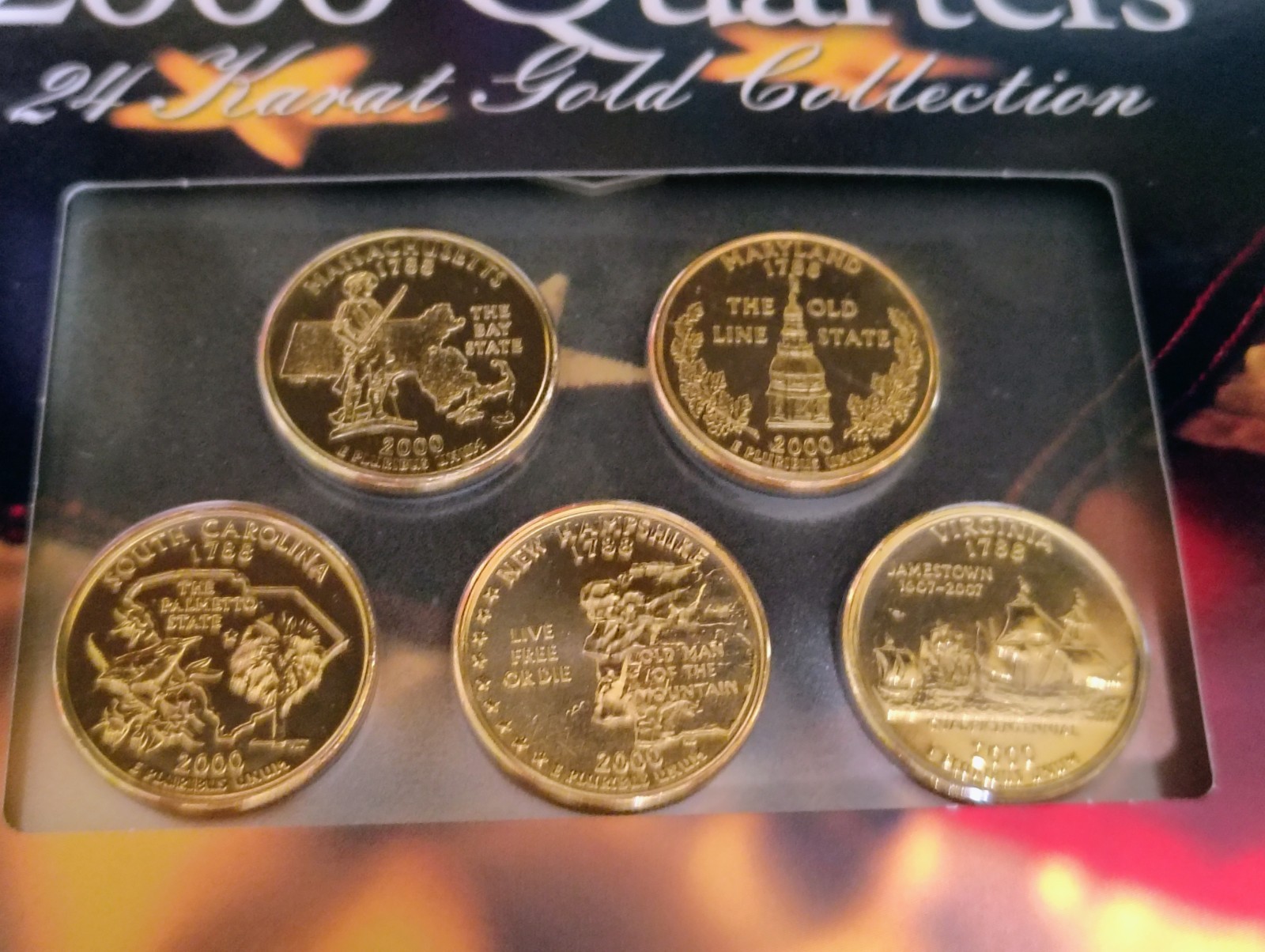 2000 24 KARAT GOLD COLLECTION UNCIRCULATED QUARTERS SetOf5+ HISTORY~SPECIAL LTED