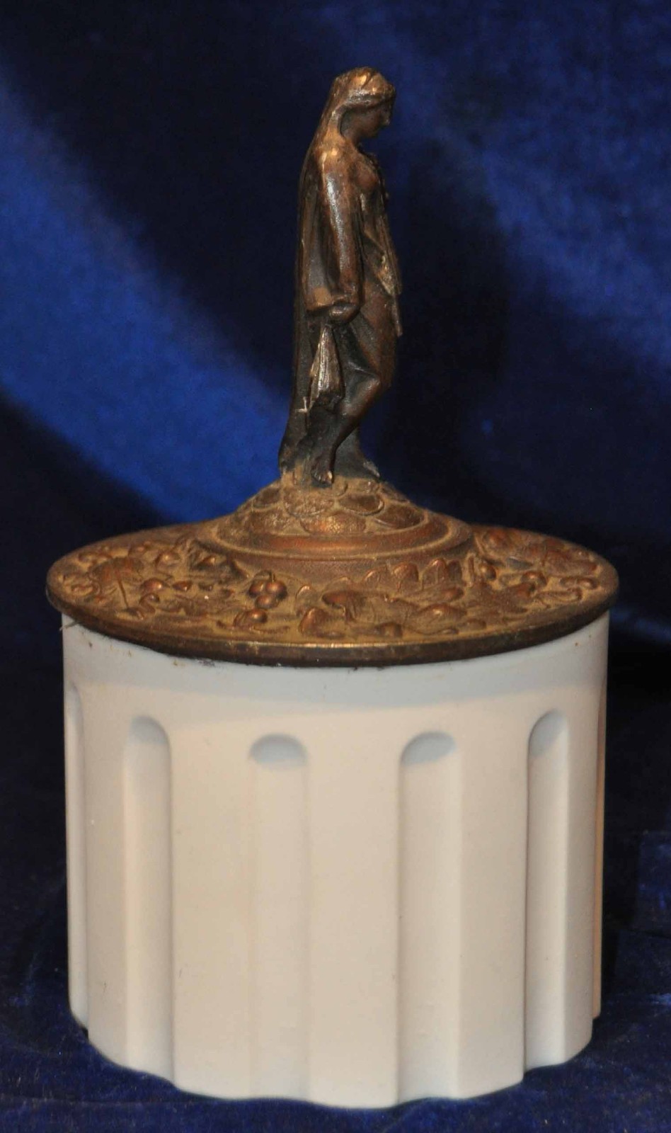 FRENCH BRONZE NEOCLASSICAL LADY ORMOLU BISQUE PORCELAIN GREEK ROMAN COLUMN
