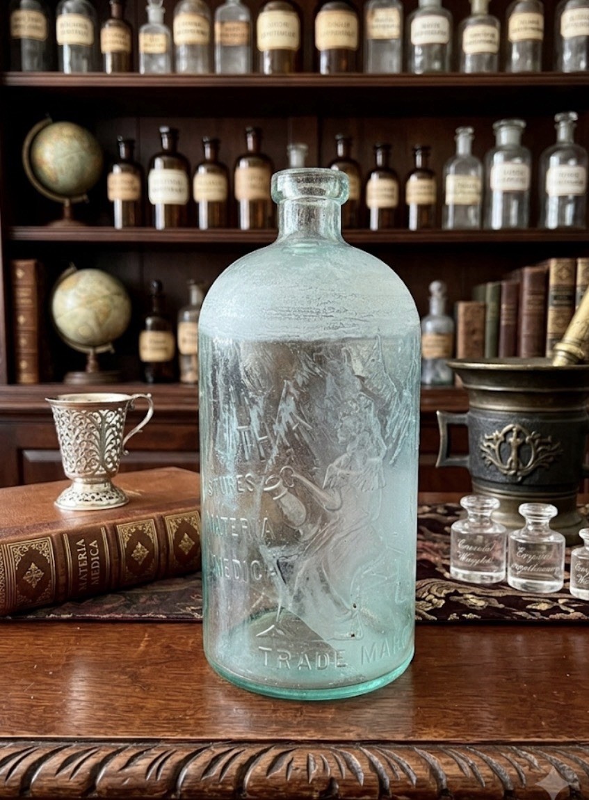 Antique Embossed Glass Bottle Buffalo Lithia Water