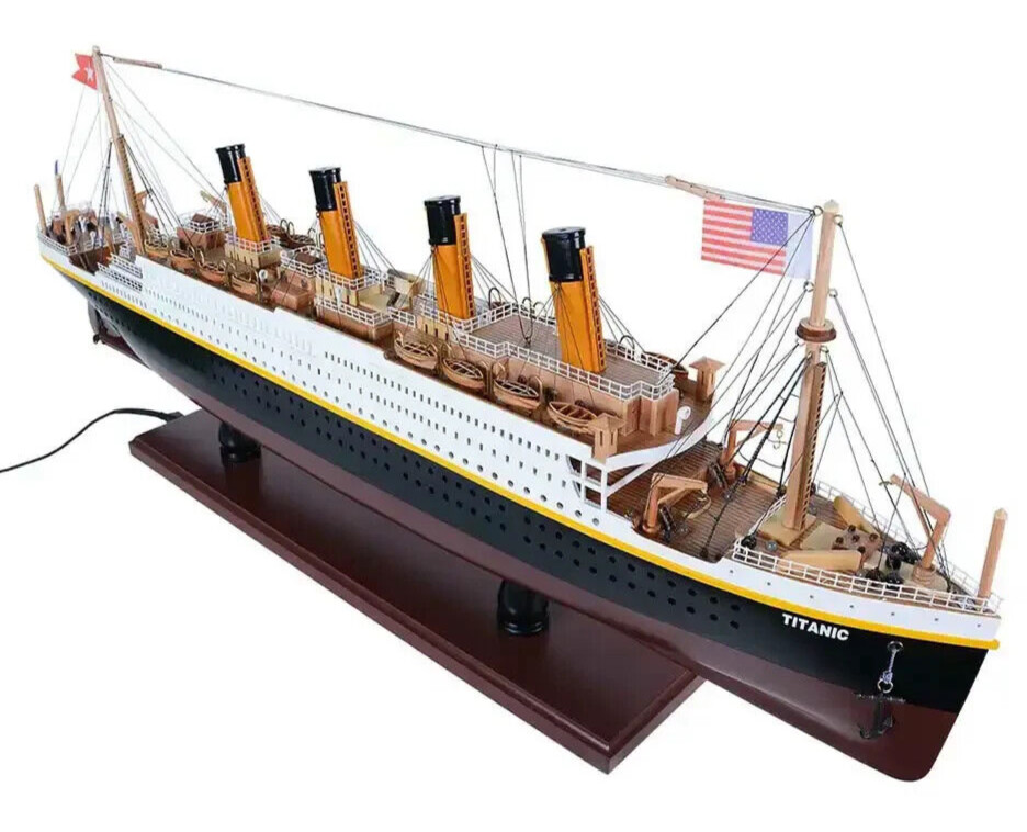 RMS Titanic Ocean Liner w/ Lights 32″ Wood Model White Star Line Cruise Ship New