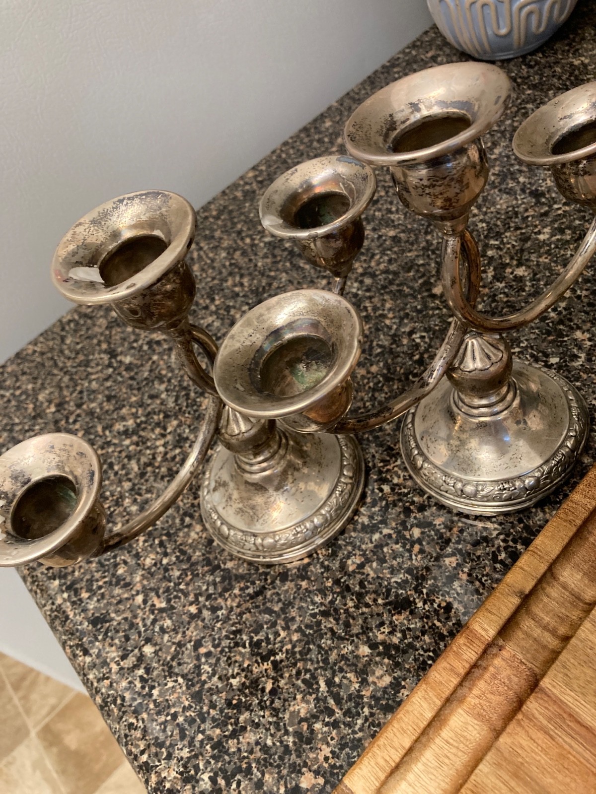Rodgers Sterling Weighted 3-Arm Candelabra Candle Holder Vintage Two Tier 1901-1