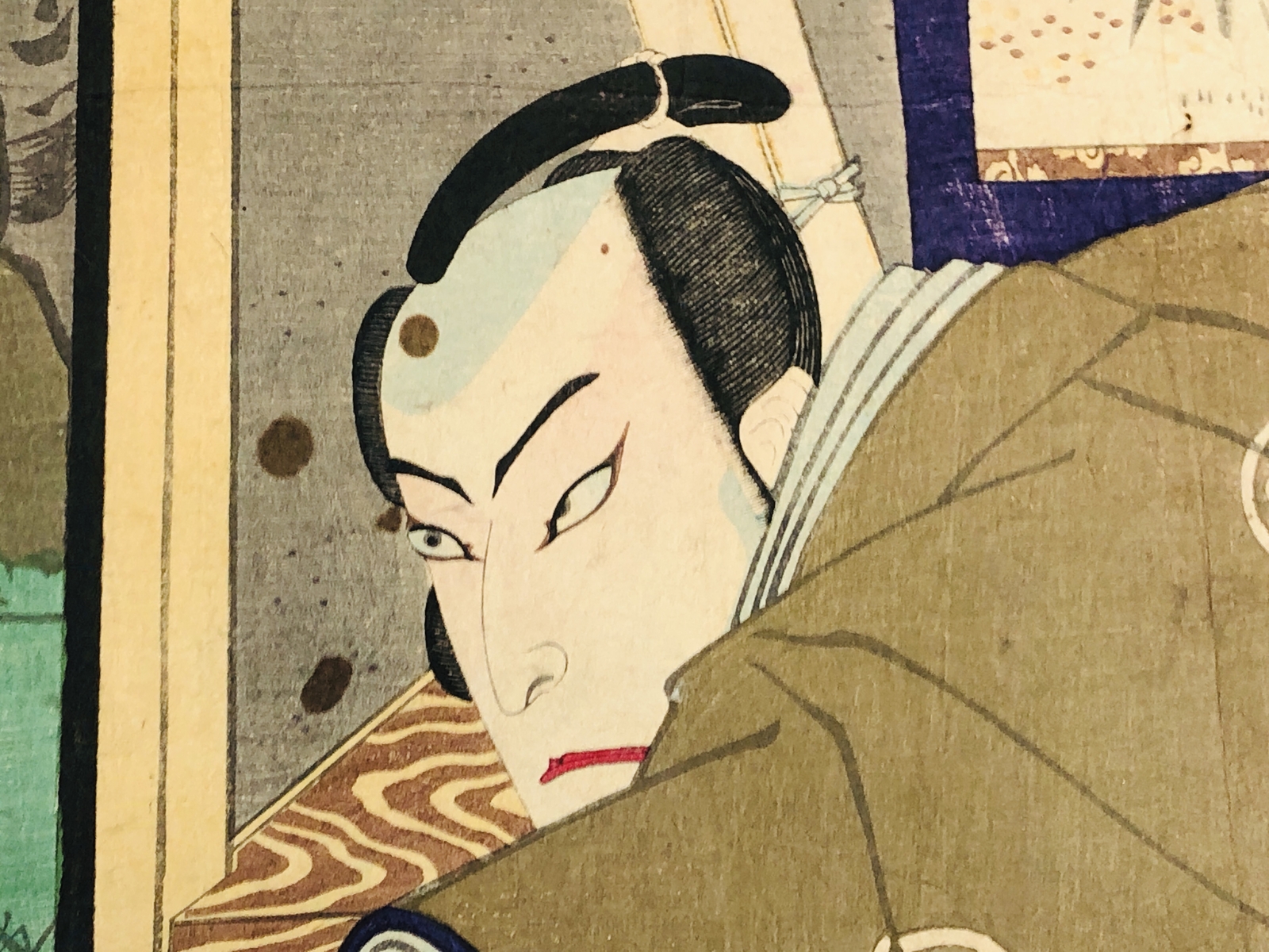 Y7101 WOODBLOCK PRINT Chikashige triptych Kabuki Japan Ukiyoe antique art decor