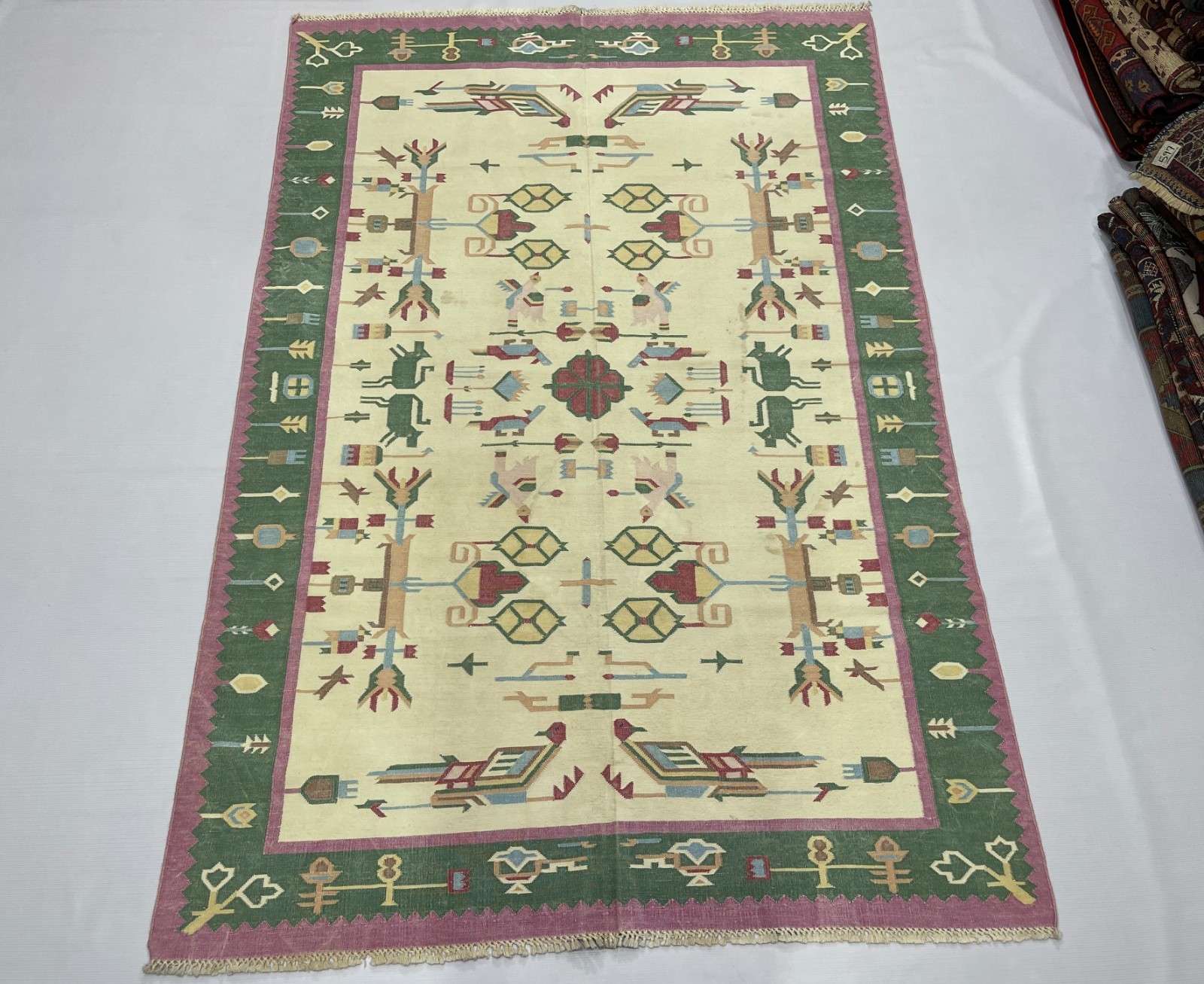 Gorgeous Turkish Handwoven Cotton Wool Kilim Rug Tribal Pattern Home Decor Rug