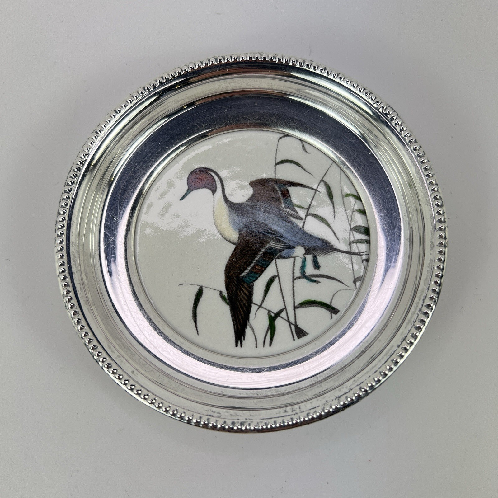 Frank M. Whiting PINTAIL Duck Sterling Silver Coaster 4.25 Inch Delano Studios