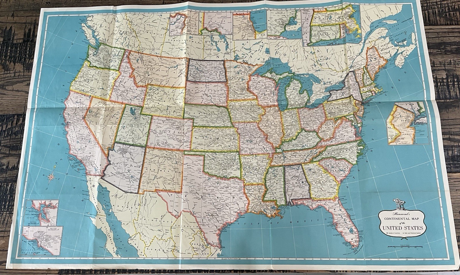 Hammond’s Continental Map Of The United States 49″ x 33″