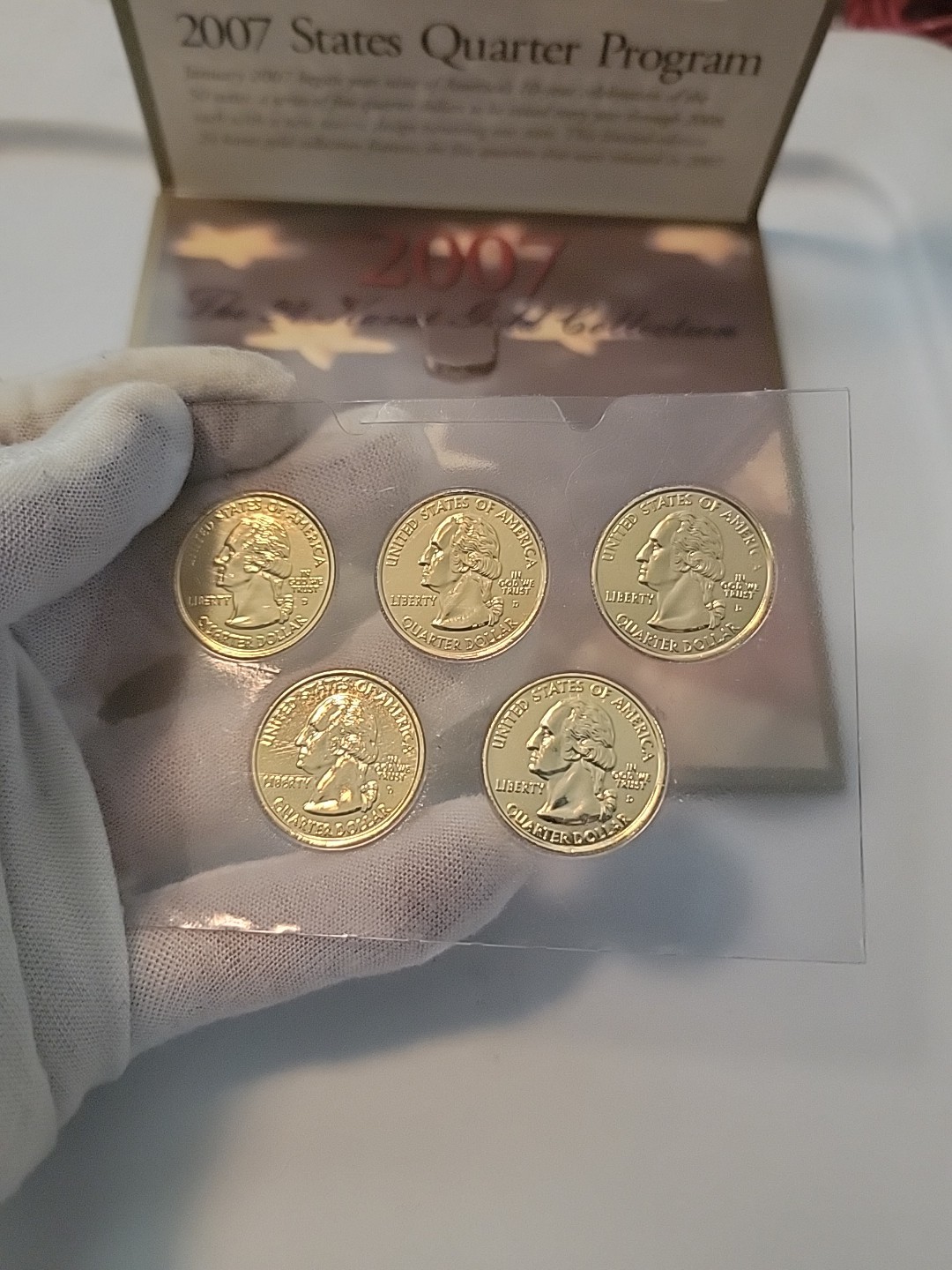 2007 24 KARAT GOLD COLLECTION UNCIRCULATED QUARTERS SET OF FIVE “RARE”