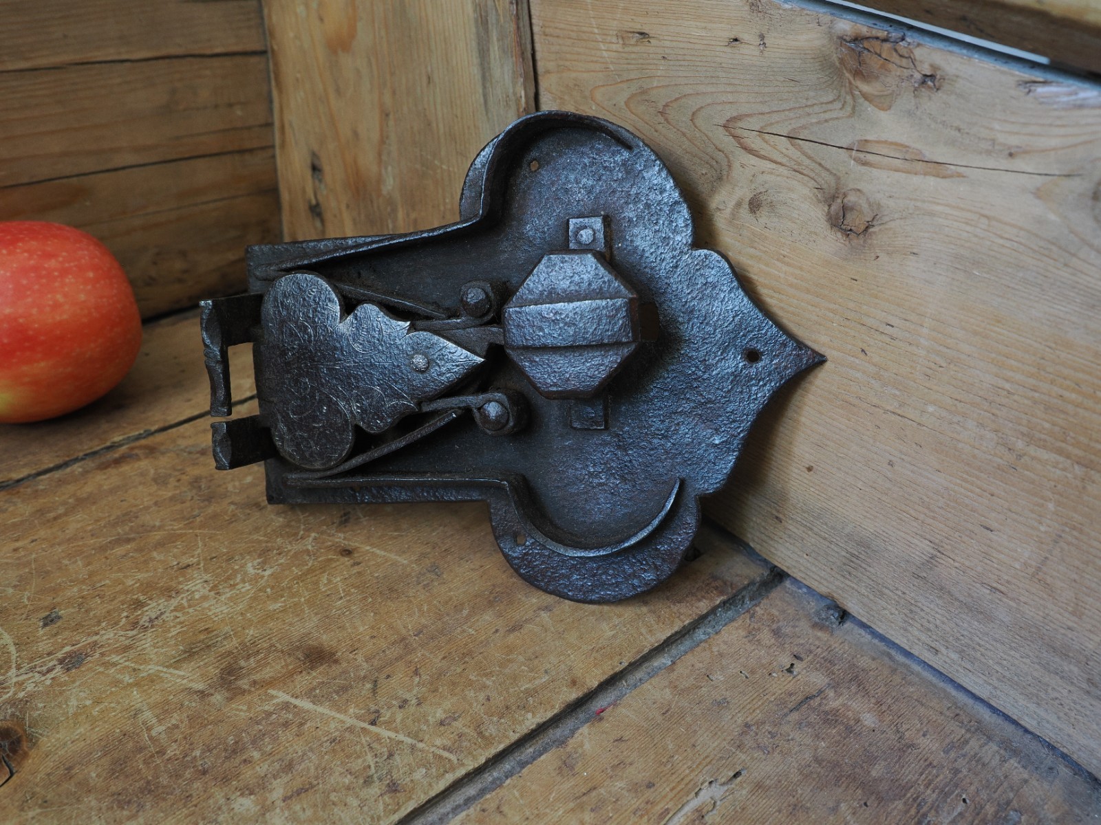 Early Steel Door Lock 17th Century Engraved