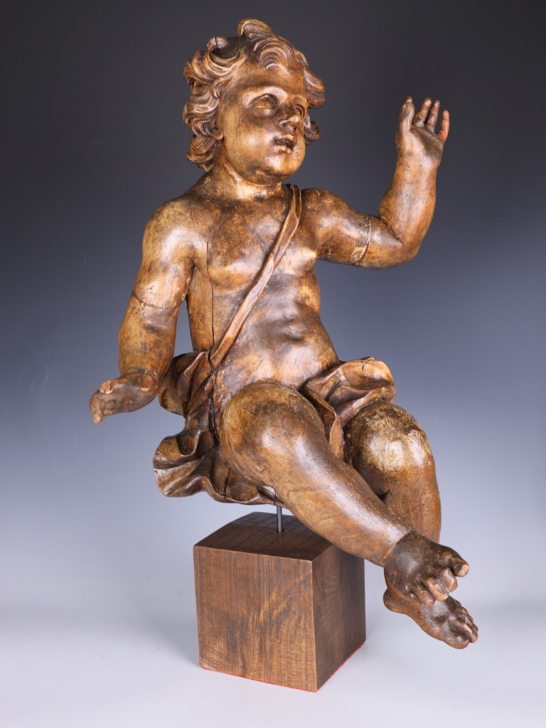 Large Italian Carved Wooden Putto Cherub Figure | Late 18th Century Ecclesiastic