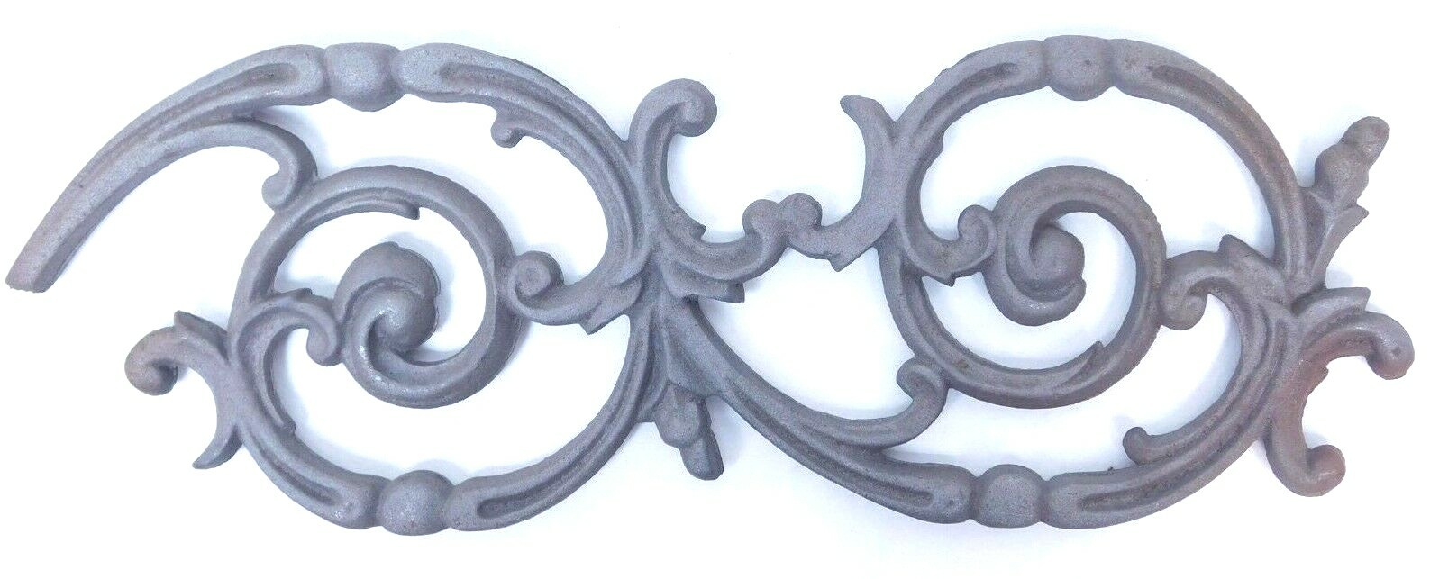 Vintage Pediment Cast Iron Scroll Curve Spiral Wall Decor Art Panel 20″ x 7″ SI
